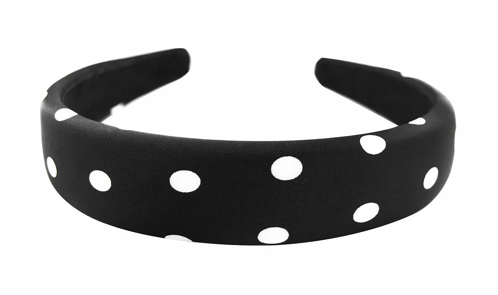 Обруч для волосся Axy HRK2P з тканиною, м'якою підкладкою та візерунком у горошок Чорний, фото №1