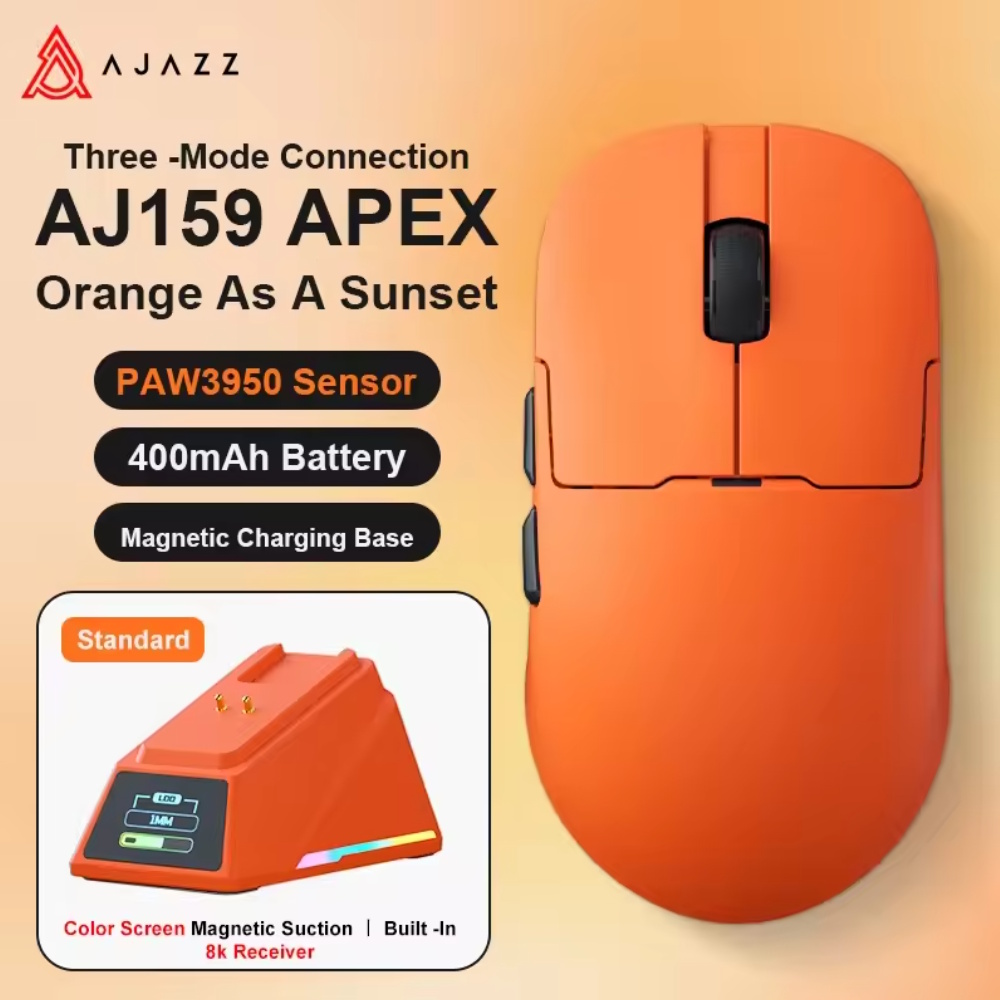 Миша AJAZZ AJ159 APEX Orange PAW3950 DPI 42K Док-станція з екраном, фото №2