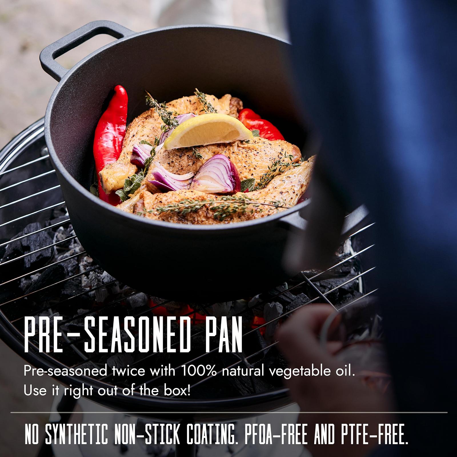 Кастрюля Skottsberg Чугунная Диаметр 28 см Предварительно приправленная Антипригарный эффект Подходит для всех конфорок, фото №6