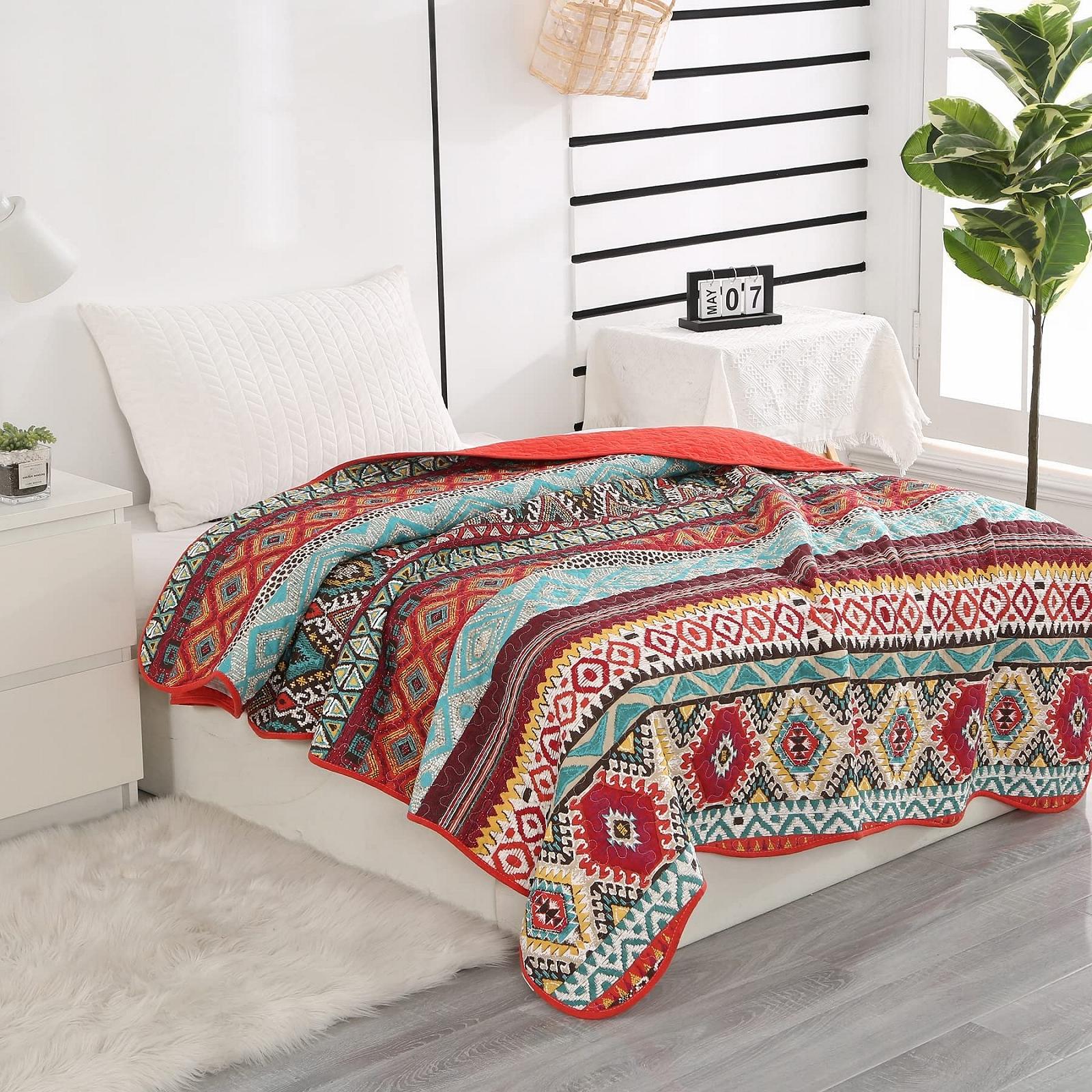 Покрывало Qucover Хлопок 140 x 200 см Красочное для односпальной кровати, дивана, фото №8 Покрывало Qucover Хлопок 140 x 200 см Красочное для односпальной кровати, дивана, фото №8