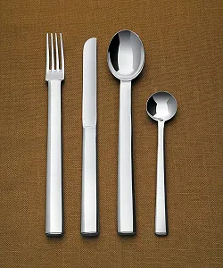 Набор столовых приборов Alessi Rundes Modell: вилки, столовые ножи, шесть чайных ложек из нержавеющей стали 18/10, полированная, серебряный synthetic.ua - Фото 1