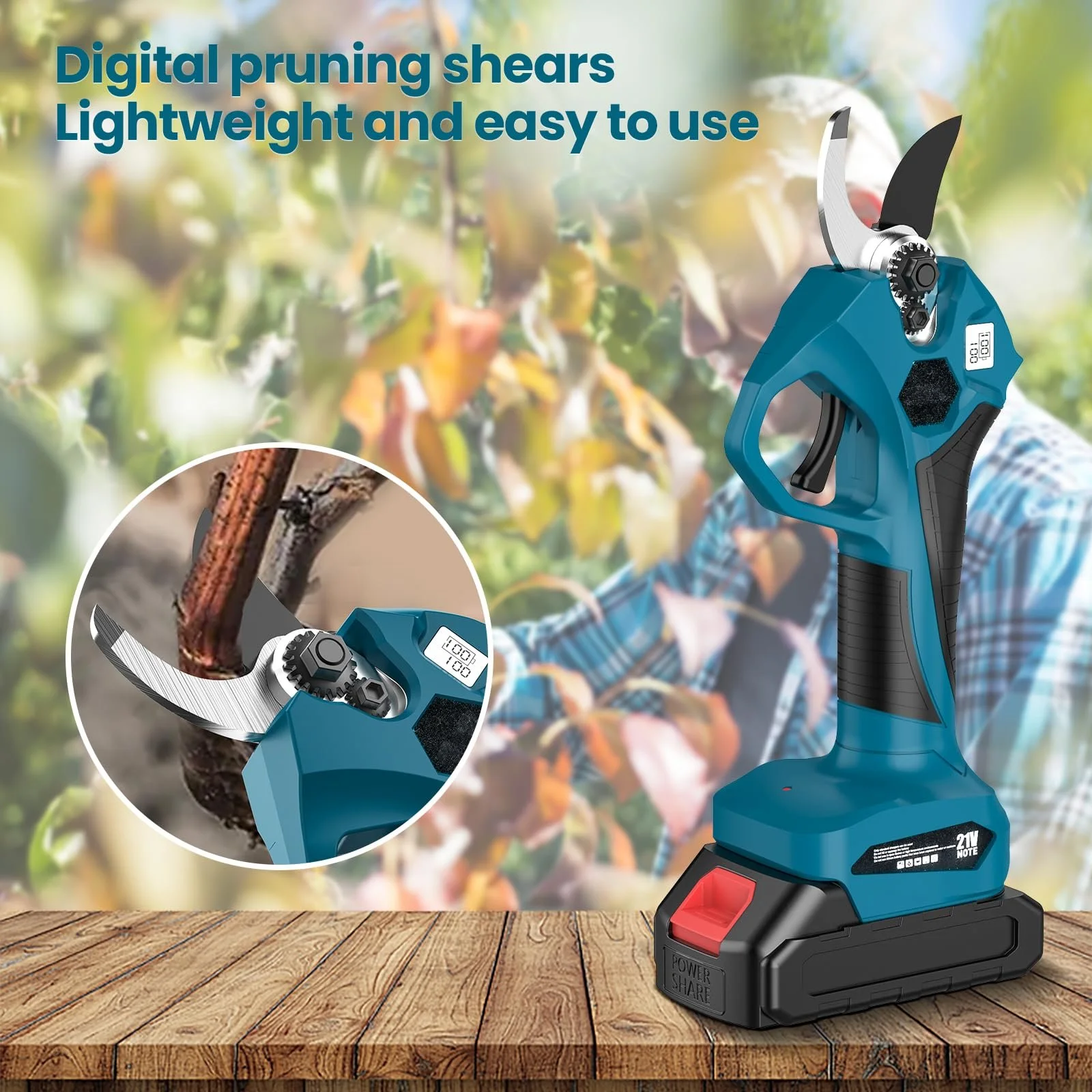 Акумуляторний електричний секатор телескопічна штанга 2 м 40 мм 2 акумулятори, фото №2