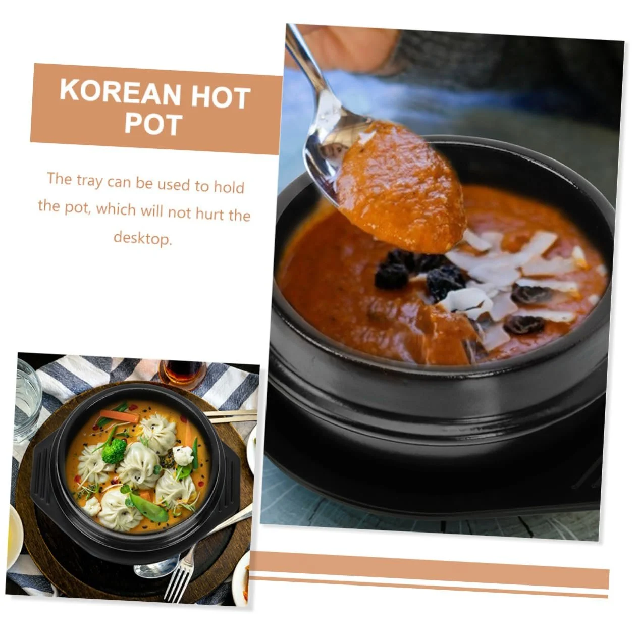 Кастрюля GALPADA для бибимбапа керамическая круглая с ручками жаростойкая, фото №9