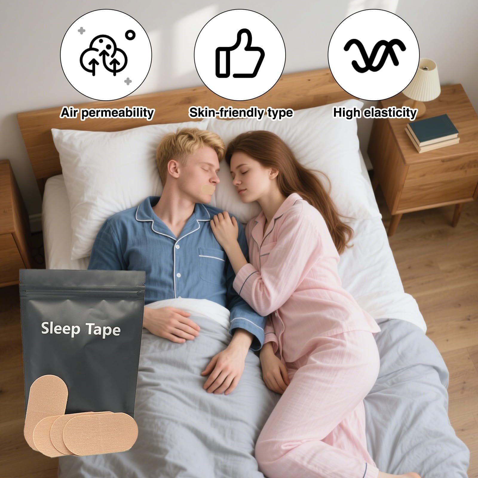 Пластирі для рота проти хропіння, стрічка для рота для сну, щоб зупинити хропіння, покращує сон і дихання, фото №5