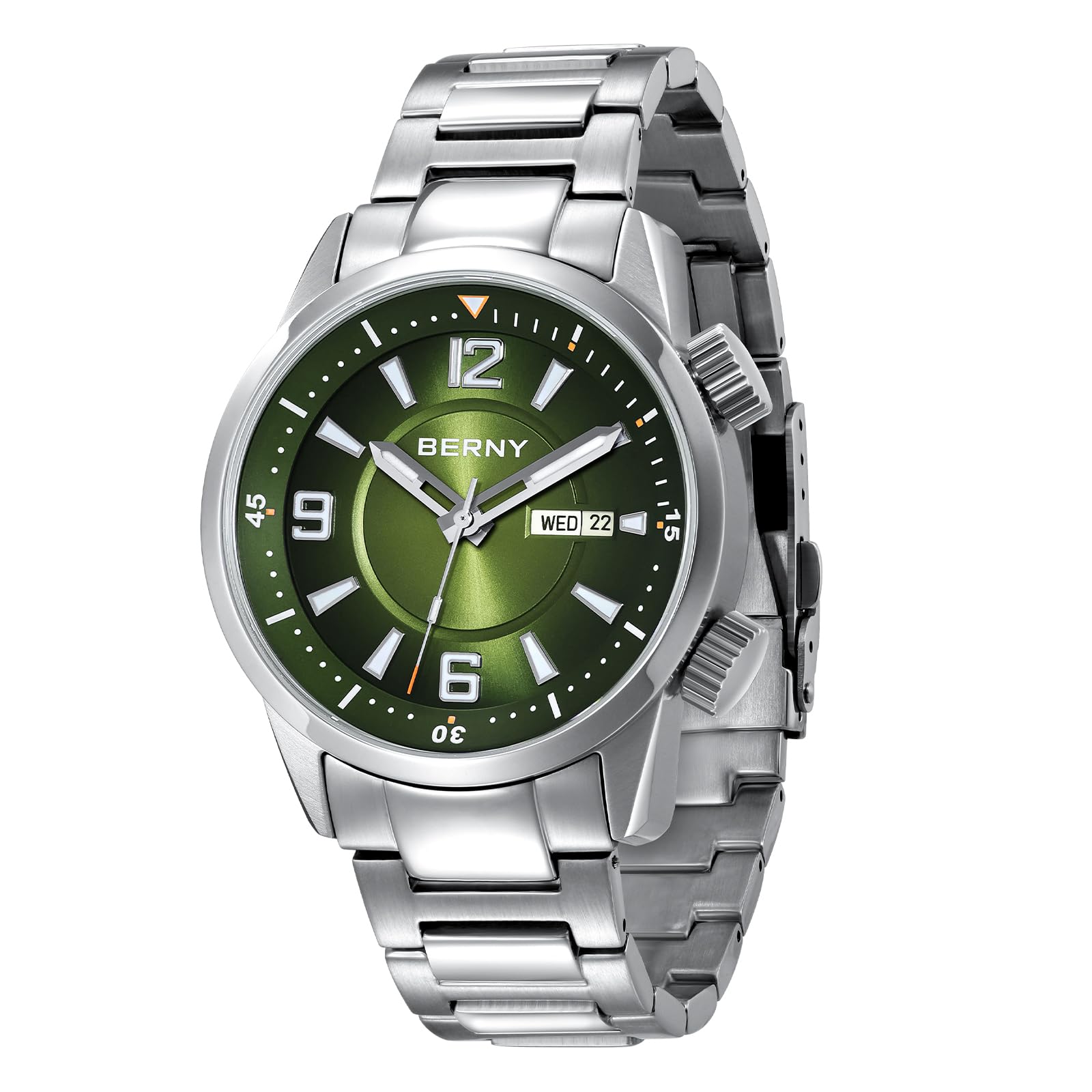 Часы BERNY для дайвинга для мужчин Автоматические механические часы 20ATM Водонепроницаемые Сапфировое стекло Супер светящиеся Мужские часы Ремешок из нержавеющей стали, фото №1