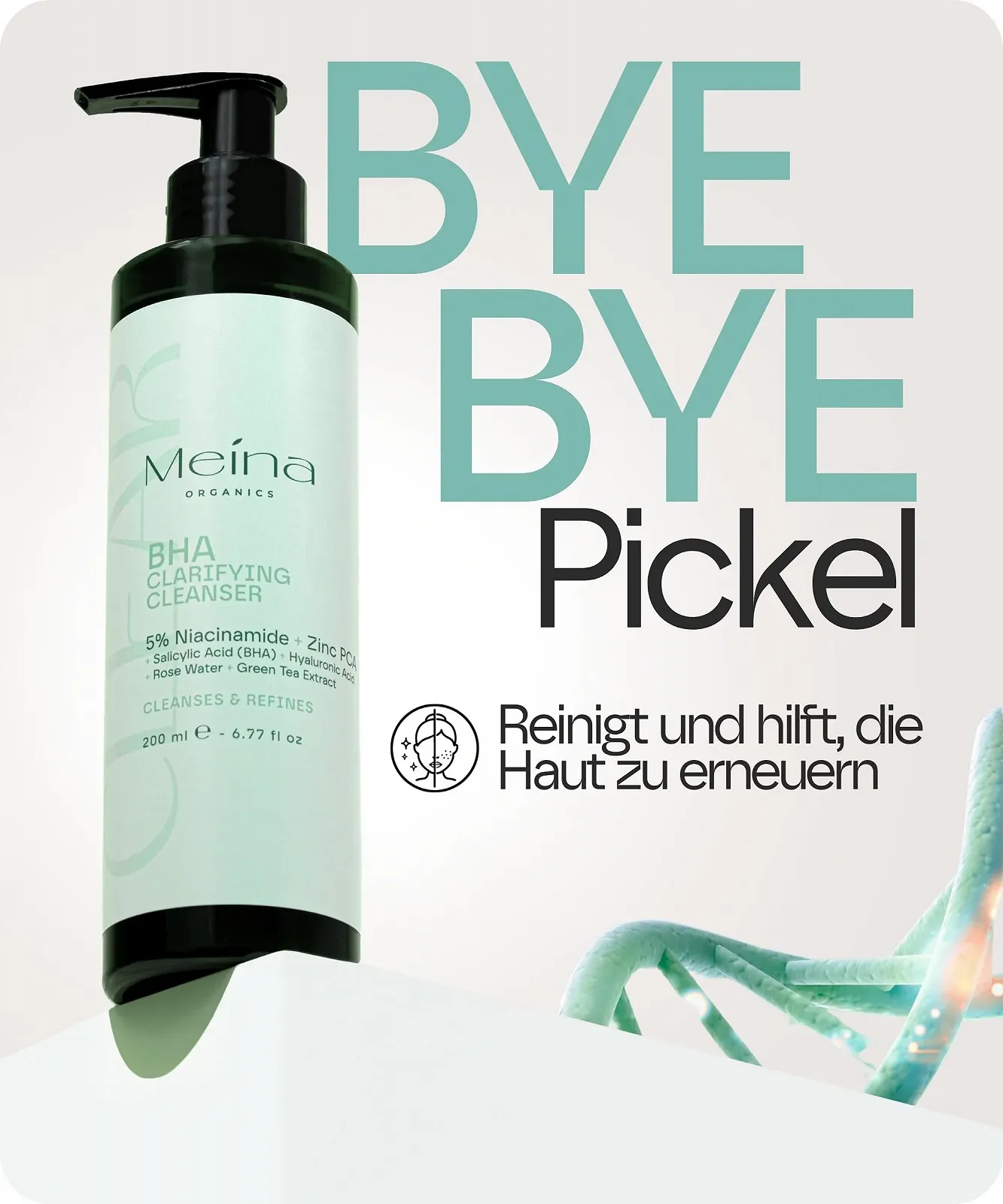 Очищающее средство для лица Meina Anti Pimple, BHA Очищающее средство, Гель для умывания с салициловой кислотой, Очищающий гель против черных точек, Средство для снятия макияжа, Очищающее средство для лица с ниацинамидом, Гель для умывания с салициловой кислотой, 200 мл, фото №2