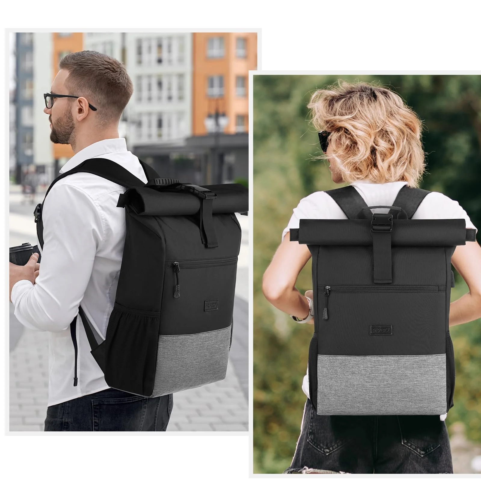 Рюкзак для ноутбука Rolltop 17" 26л Black-Grey, фото №7 Рюкзак для ноутбука Rolltop 17" 26л Black-Grey, фото №7
