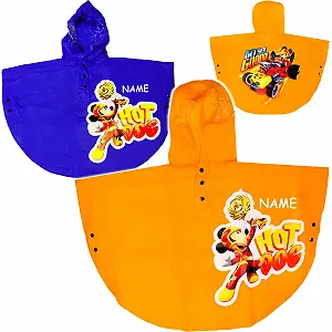 Дитячий пончо Mickey Mouse & Car блакитний/помаранчевий - Фото 1