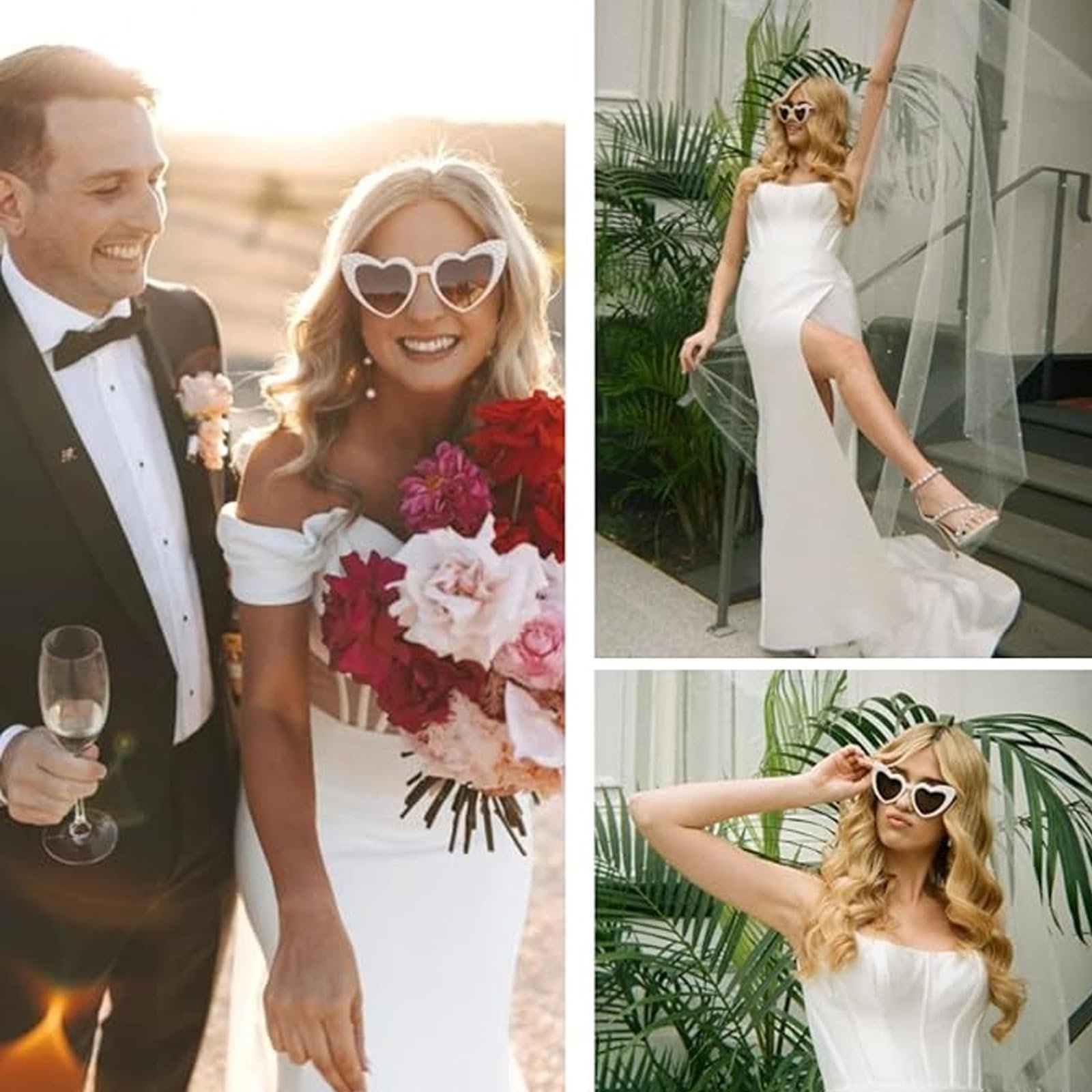 Солнцезащитные очки NICECONE Сердце Форма сердца Белый, фото №7