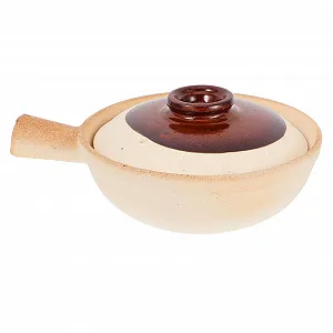 Керамический глиняный горшок Gatuida традиционный терракотовый с крышкой термостойкий портативный - Фото 1