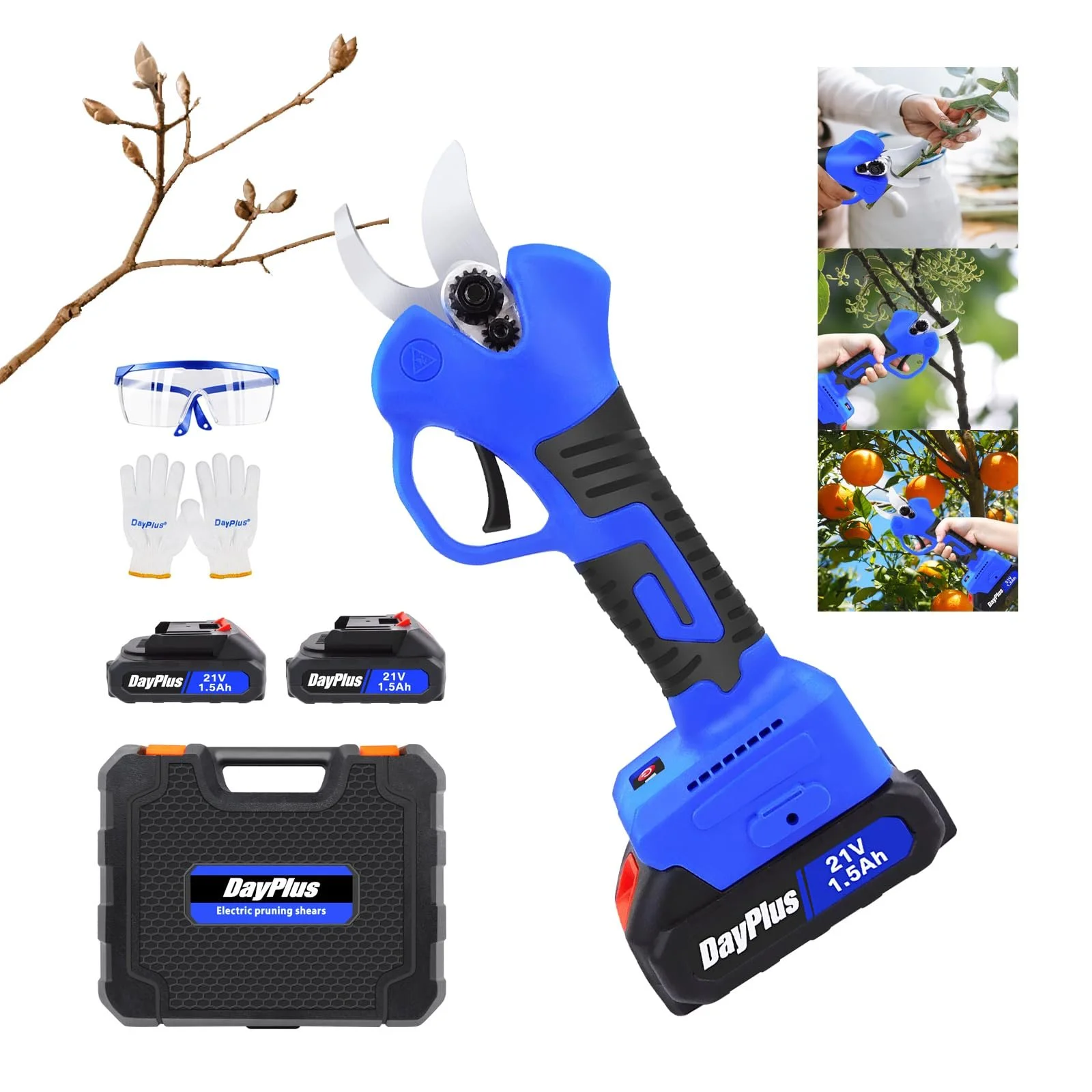 Акумуляторні сучкорізи 21 V, 2 x 1.5 Ah акумулятори, максимальний діаметр різання 25 мм, фото №1