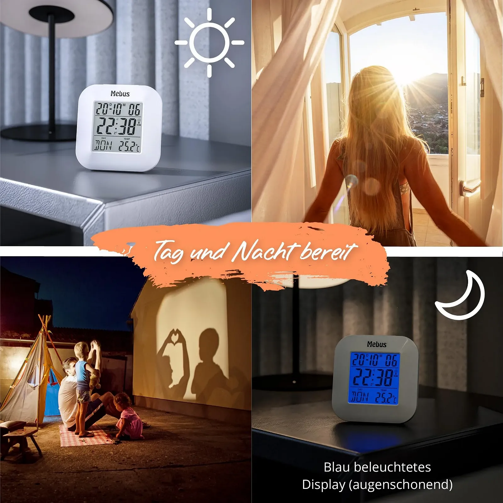 Будильник радіокерований Mebus 51511 білий, фото №6