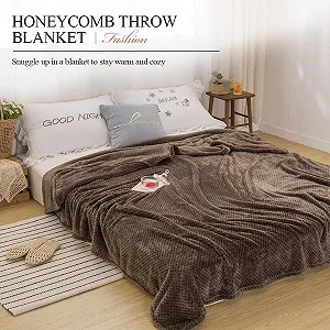 Покривало LumiSyne Вафельний Стільниковий Однотонний Розкішна фланель 230 x 200 см synthetic.ua - Фото 1