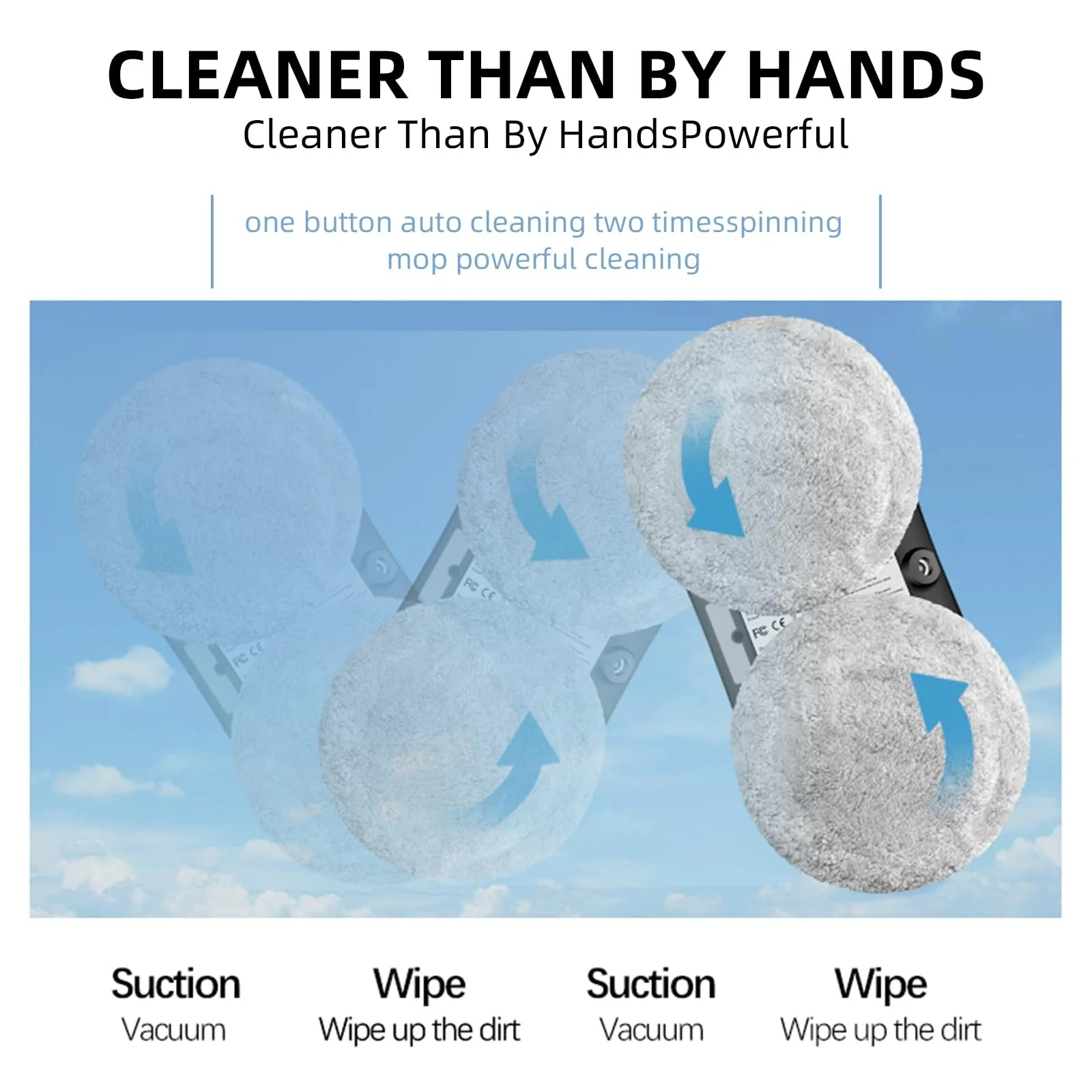 Робот для миття вікон AHWOiHS Автоматичний з розпилювачем води, 5600pa з потужним всмоктуванням для великих зовнішніх вікон, фото №4 Робот для миття вікон AHWOiHS Автоматичний з розпилювачем води, 5600pa з потужним всмоктуванням для великих зовнішніх вікон, фото №4