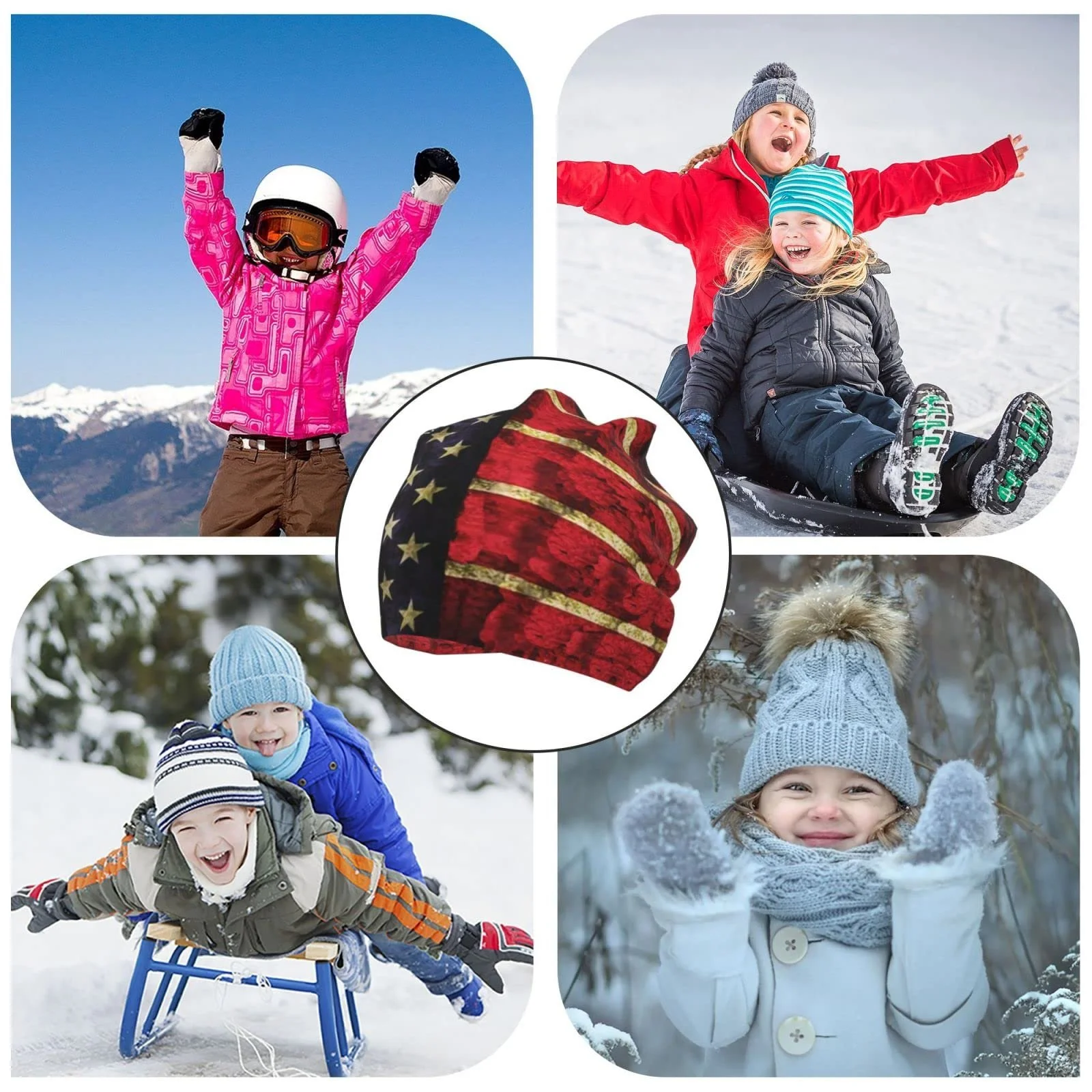 Шапка LOUJIN US Flag Slouchy для хлопчиків та дівчаток-підлітків В'язана Тепла One Size, фото №8