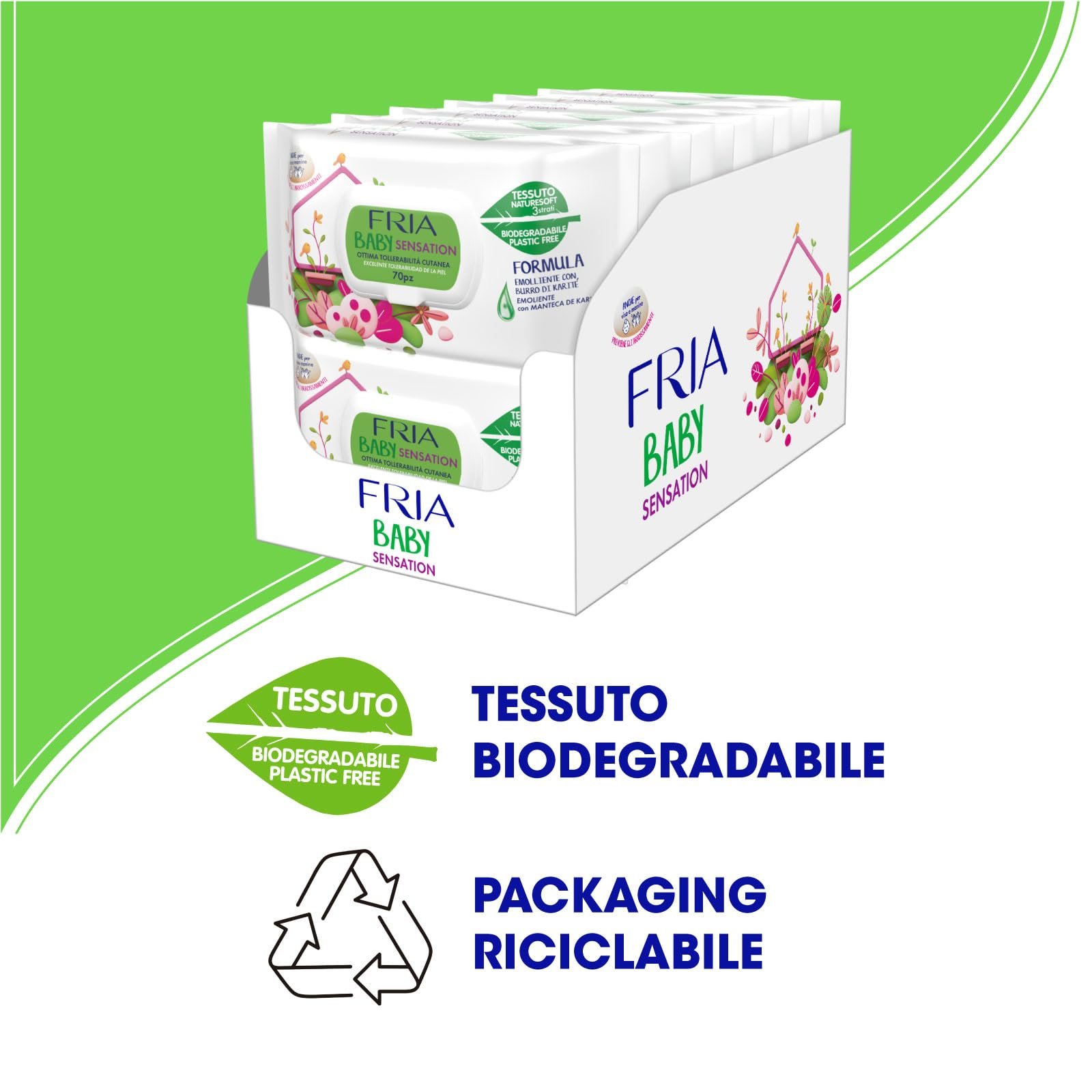 Салфетки Fria Baby Sensation С маслом ши, для нежной кожи, дерматологически протестированы, Maxi Эконом-упаковка 840 штук, фото №6