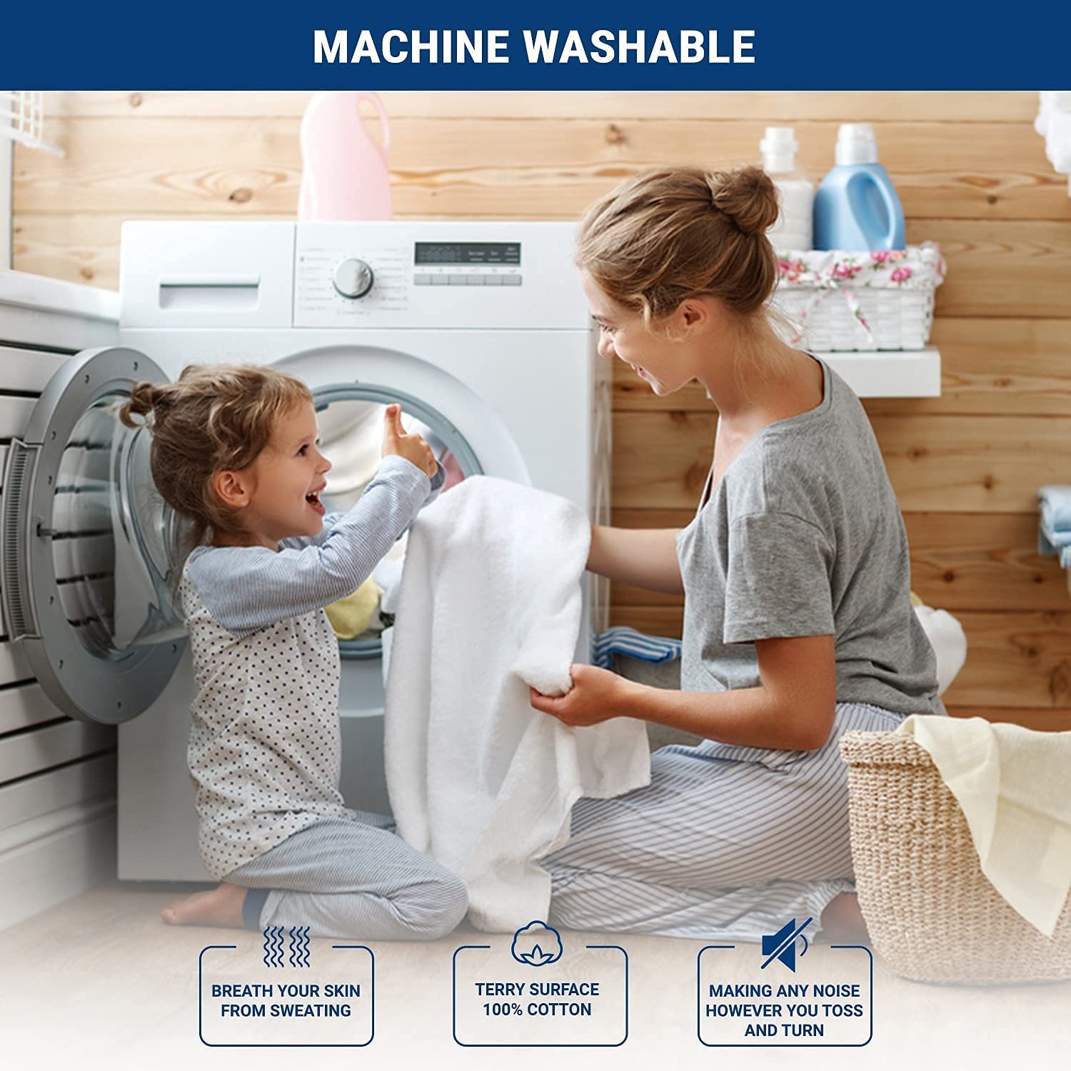 Наматрасник Хлопок махровый Family Bedding Водонепроницаемый Односпальный 90 см x 190 см, фото №5