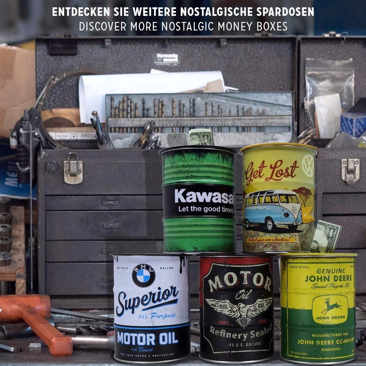 Скарбничка Nostalgic-Art Retro Audi Original Motor Oil металева матова, фото №6
