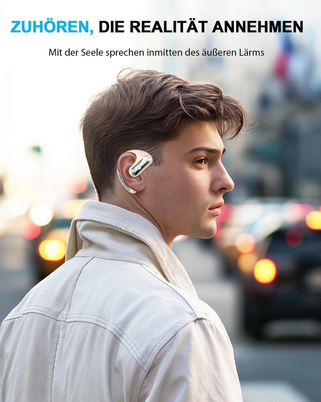 Навушники Bluetooth Відкриті 5.3 Бездротові 4 Мікрофони 40 Годин Подвійний LED Дисплей Type-C IP7 Водонепроникні ENC Спортивні Хакі, фото №3