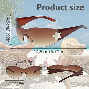 Очки Солнцезащитные Hachera Безоправные Y2k в стиле панк, 3 шт, Черный, белый, коричневый synthetic.ua - Фото 1