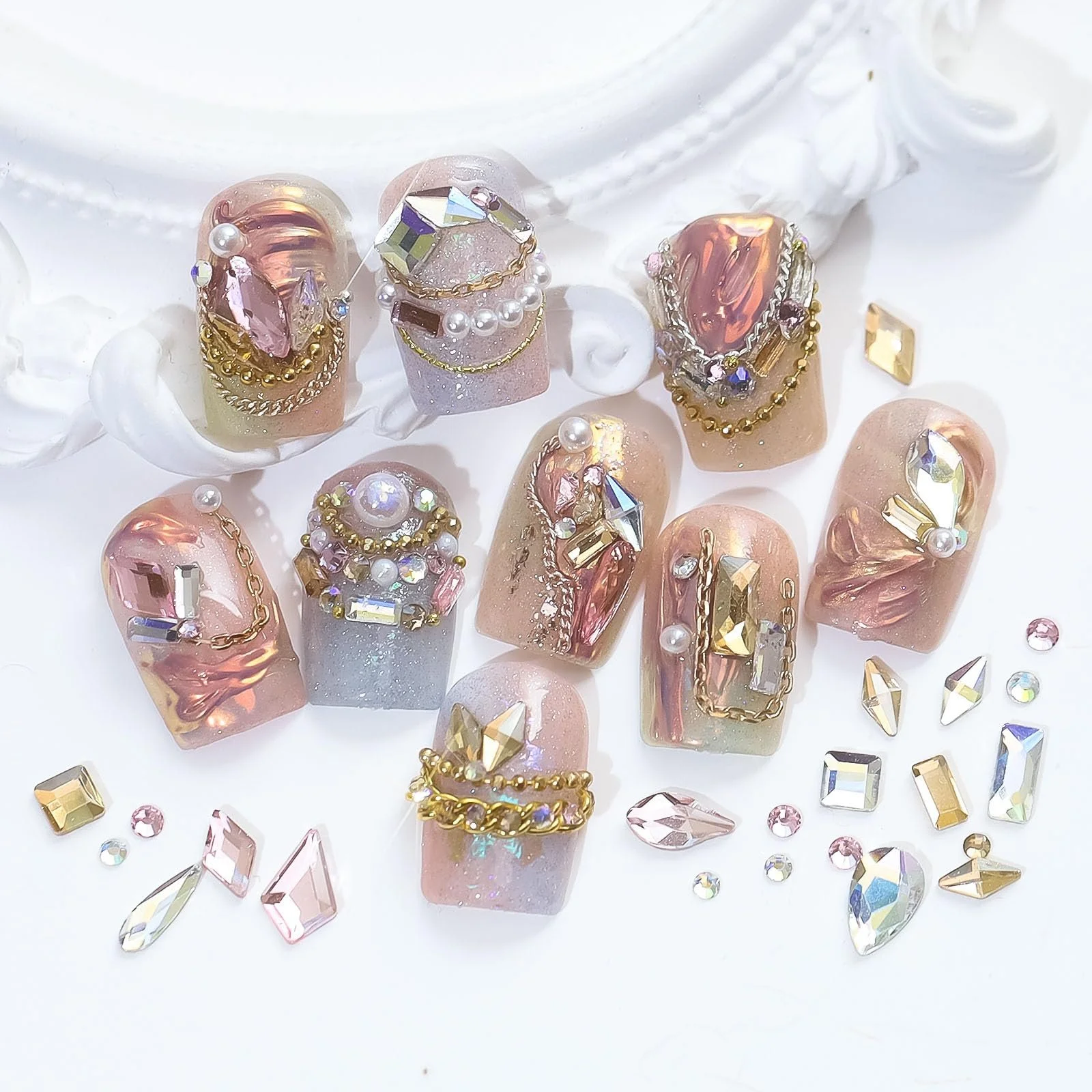 Стразы для маникюра Прозрачный Кристалл Разные Размеры, фото №6