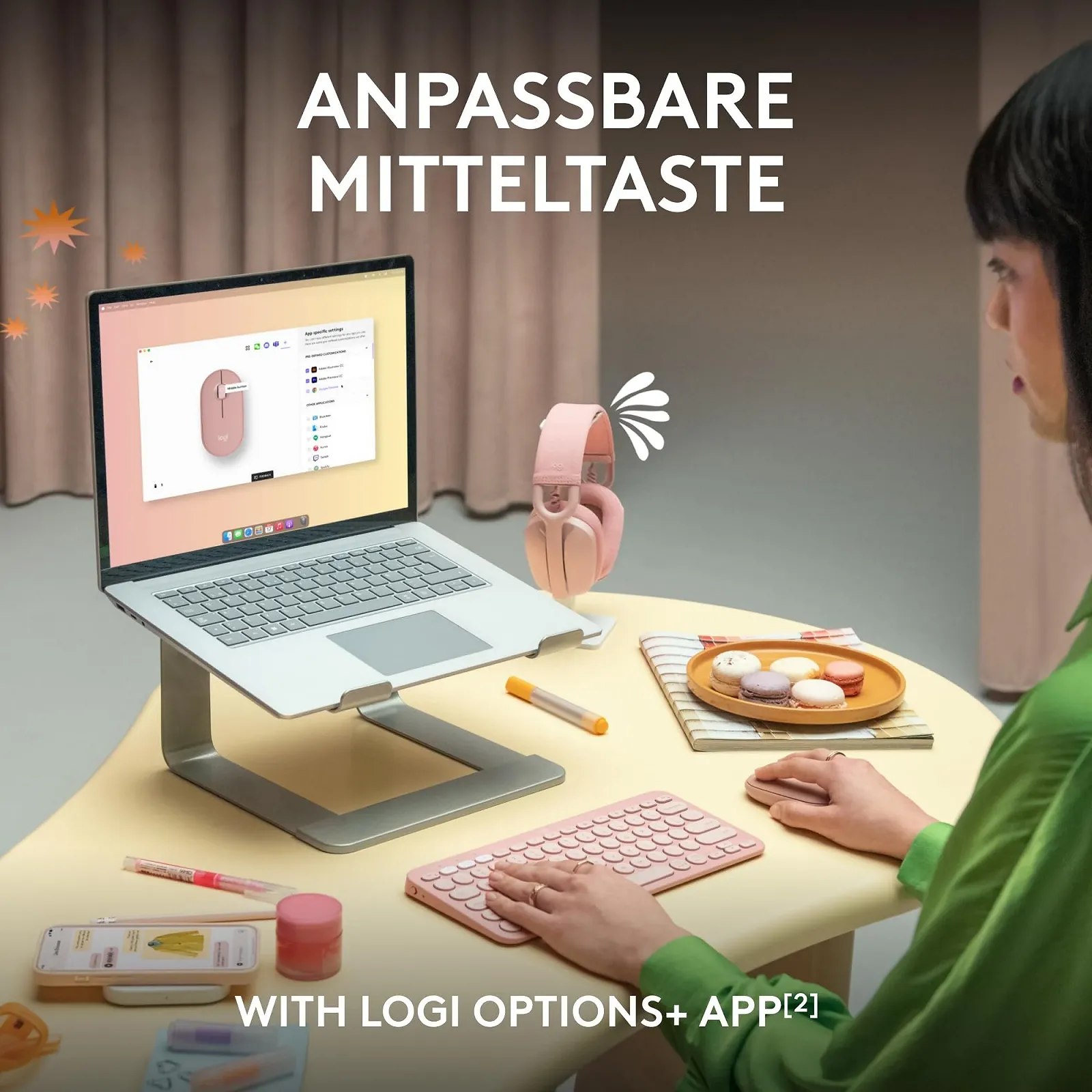 Миша Logitech Pebble Mouse 2 M350s Бездротова Bluetooth Тонка Рожева, фото №4