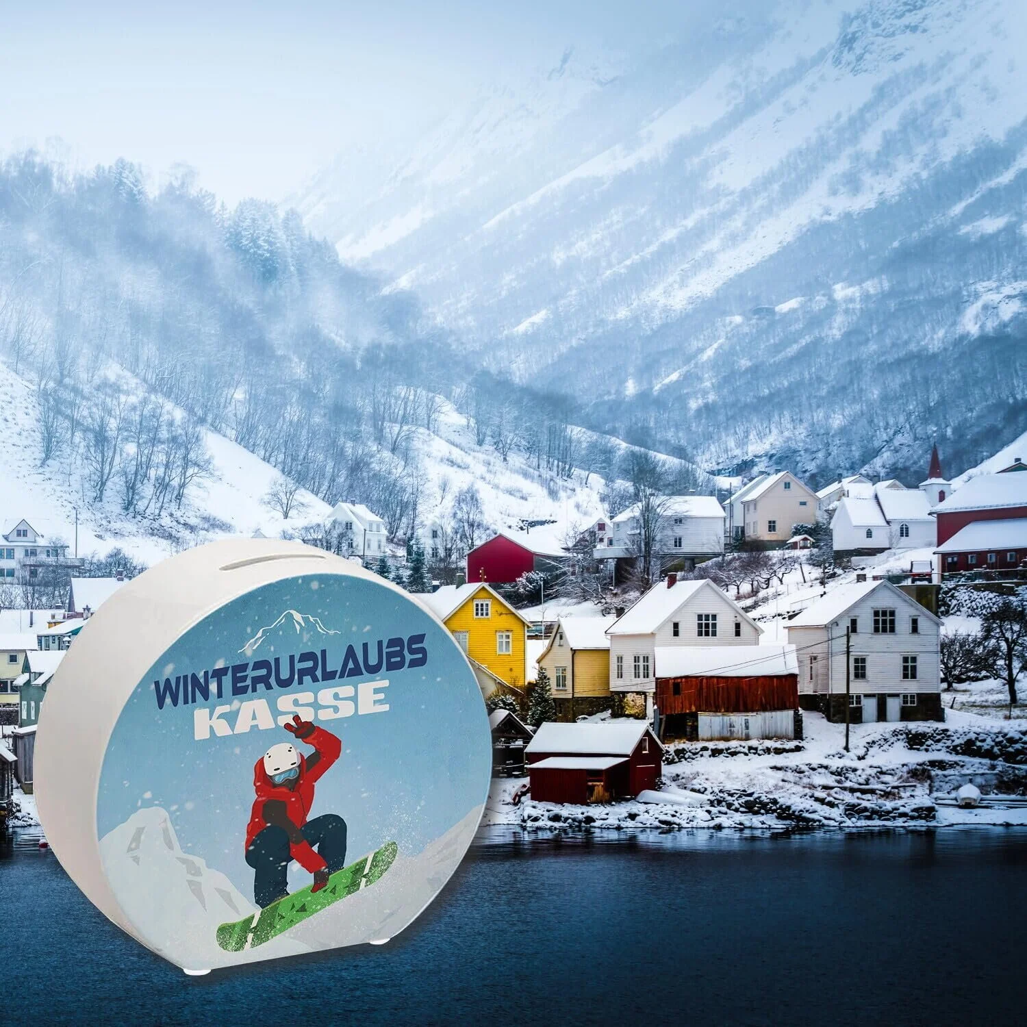 Скарбничка "Зимова відпустка" зі сноубордистом керамічна, фото №6