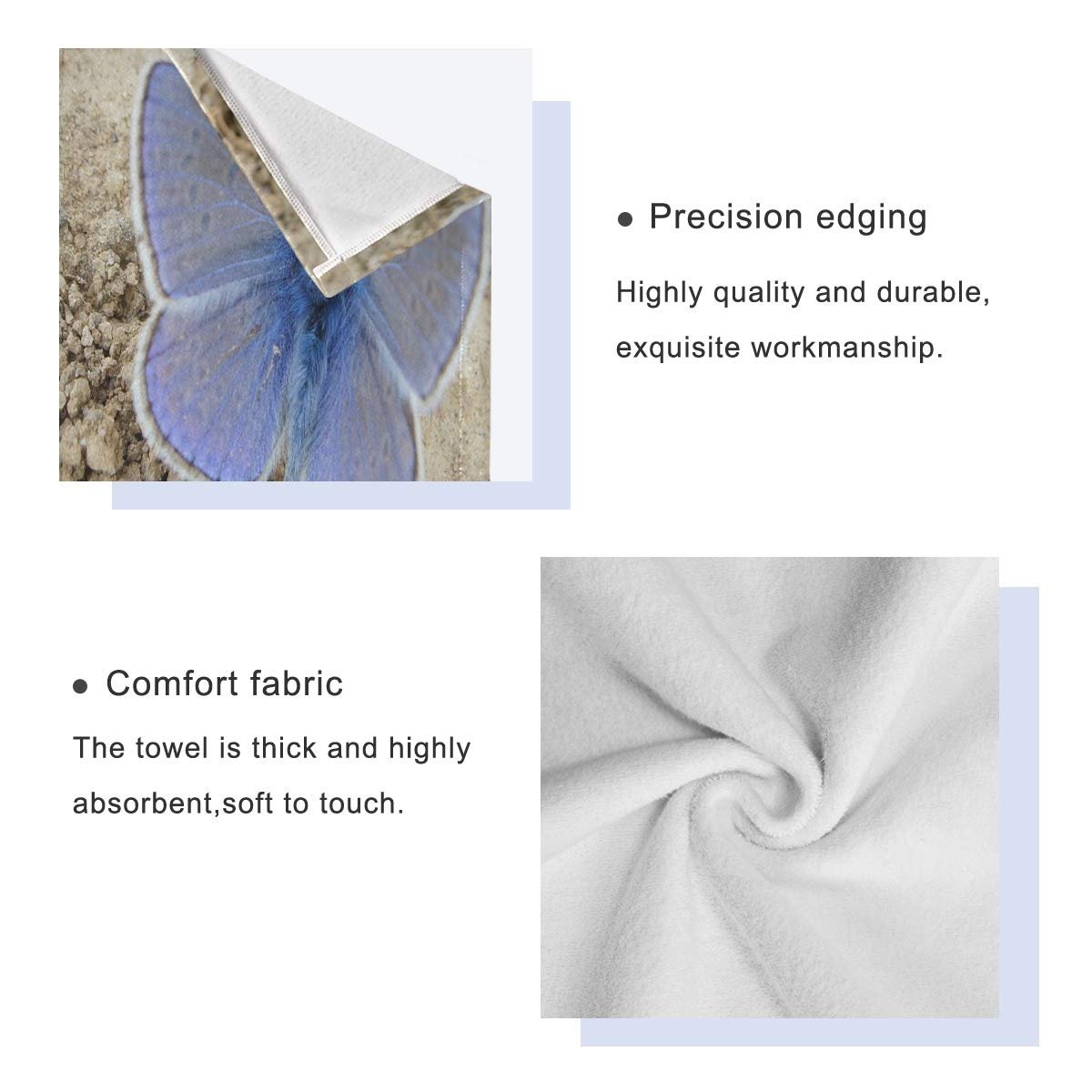 Набір рушників Blauer Schmetterling Kunst 100% бавовна (1 банний рушник, 1 рушник для рук, 1 серветка) синій, фото №4