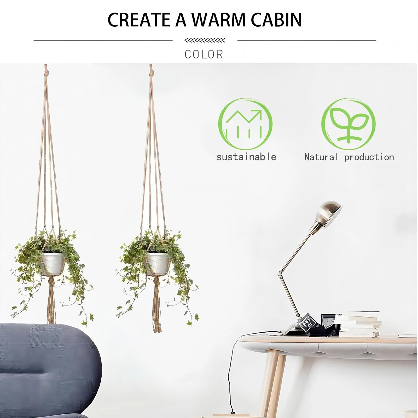 Підвісні тримачі для рослин макраме 122 см 2 шт. Набір, фото №2 Підвісні тримачі для рослин макраме 122 см 2 шт. Набір, фото №2