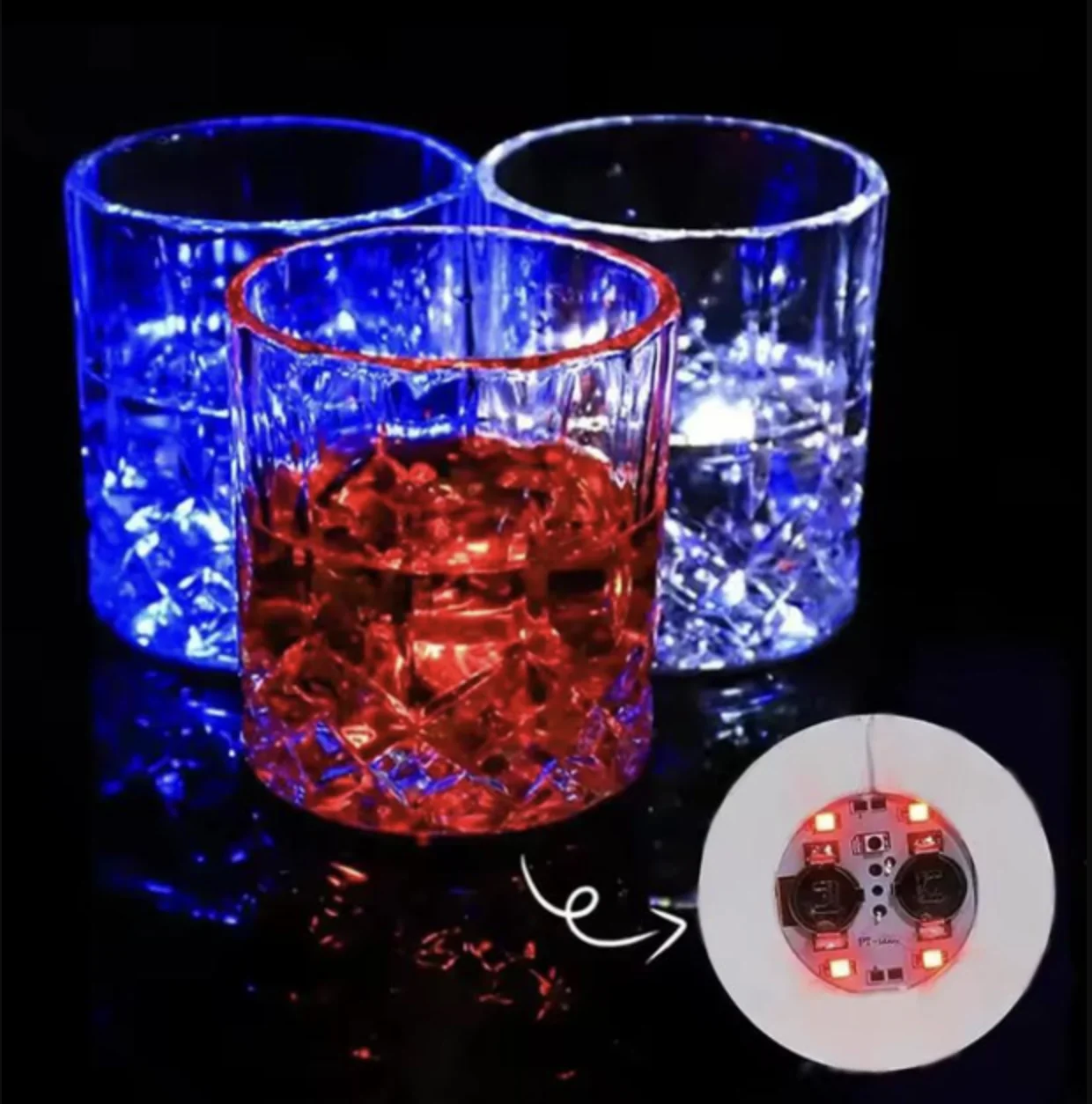 Підсклянка підставка під склянку кухоль келих пляшку Coasters самоклеючий діодна для бару та вечірок 2 шт світло blue, фото №3 Підсклянка підставка під склянку кухоль келих пляшку Coasters самоклеючий діодна для бару та вечірок 2 шт світло blue, фото №3