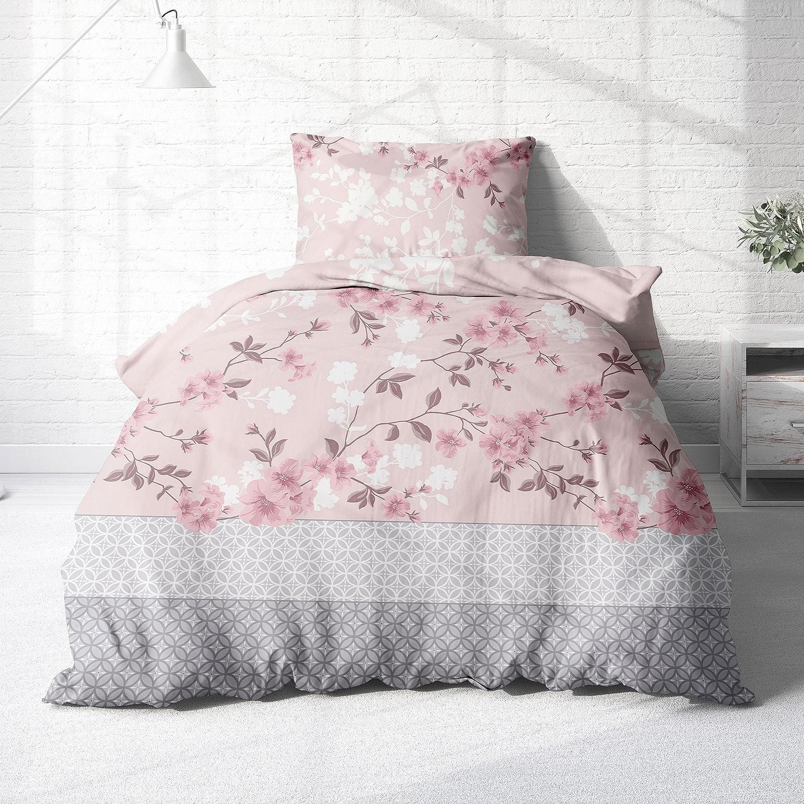 Постельное белье Träumschön Premium 135 x 200 cm + 80 x 80 cm, цветочный узор, розовый, фото №1