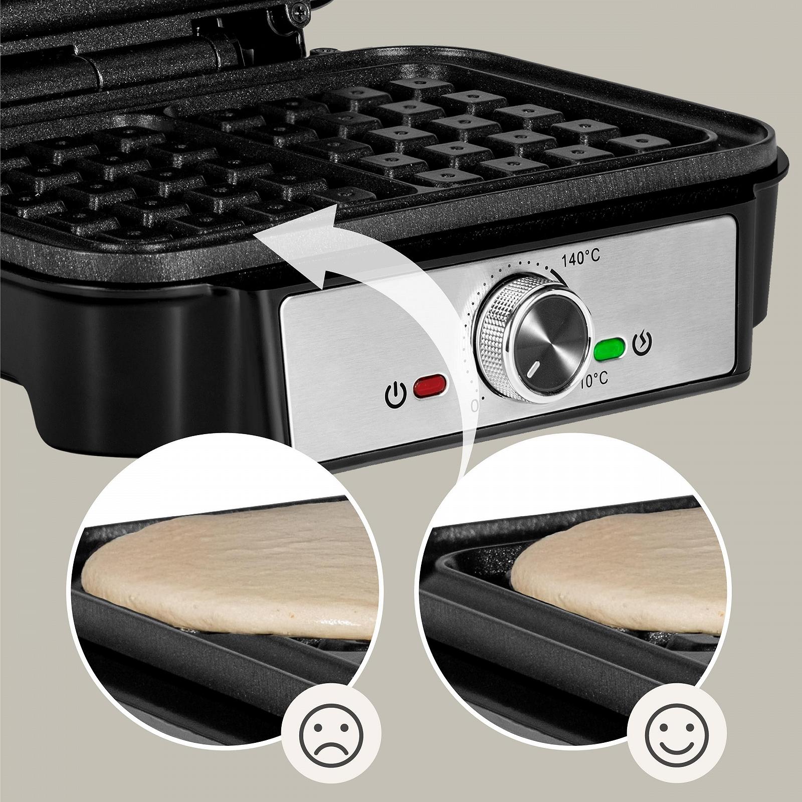 Вафельница ZEEGMA GOFREE CHEF, 1200 Вт, для бельгийских вафель, двойное антипригарное покрытие, регулятор температуры, индикатор готовности, толстые вафли, глубокие пластины, фото №6