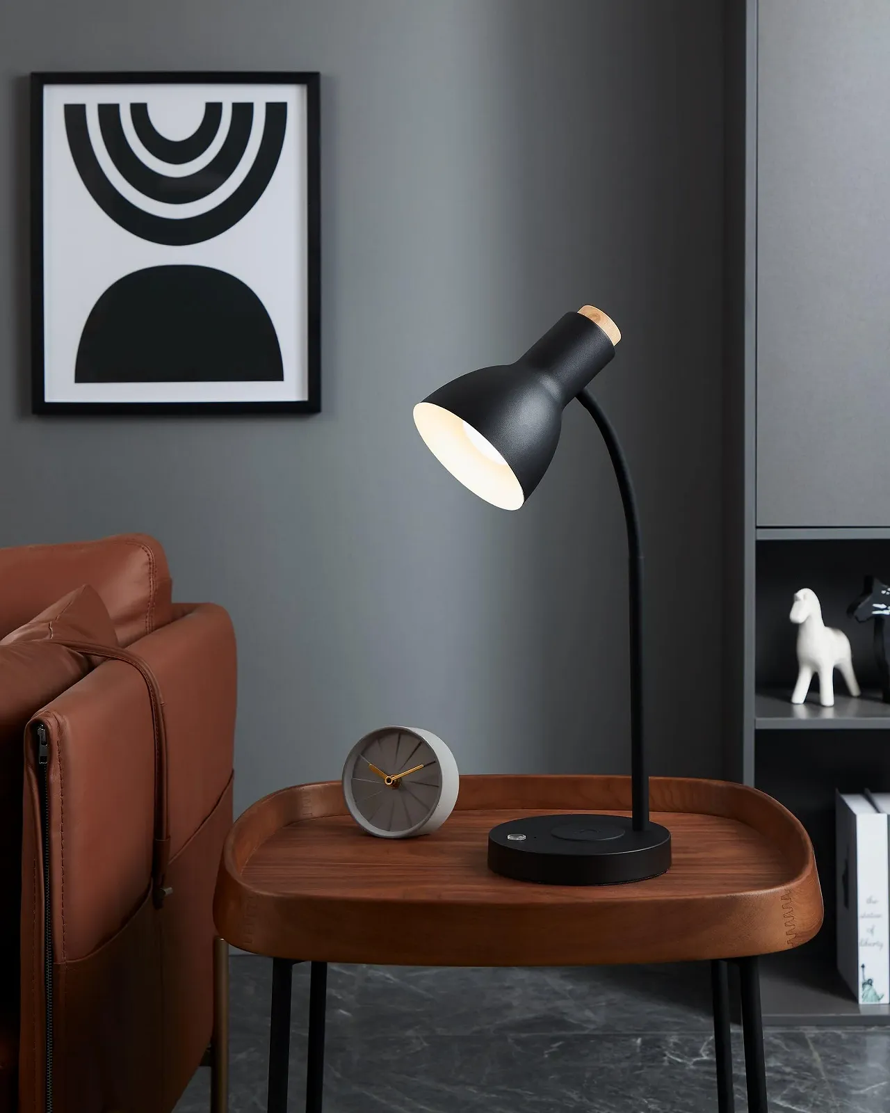 Настільна лампа EGLO Veradal-QI LED QI Charging Touch Dimmable Дерево Метал Теплий білий Чорний і кремовий, фото №5