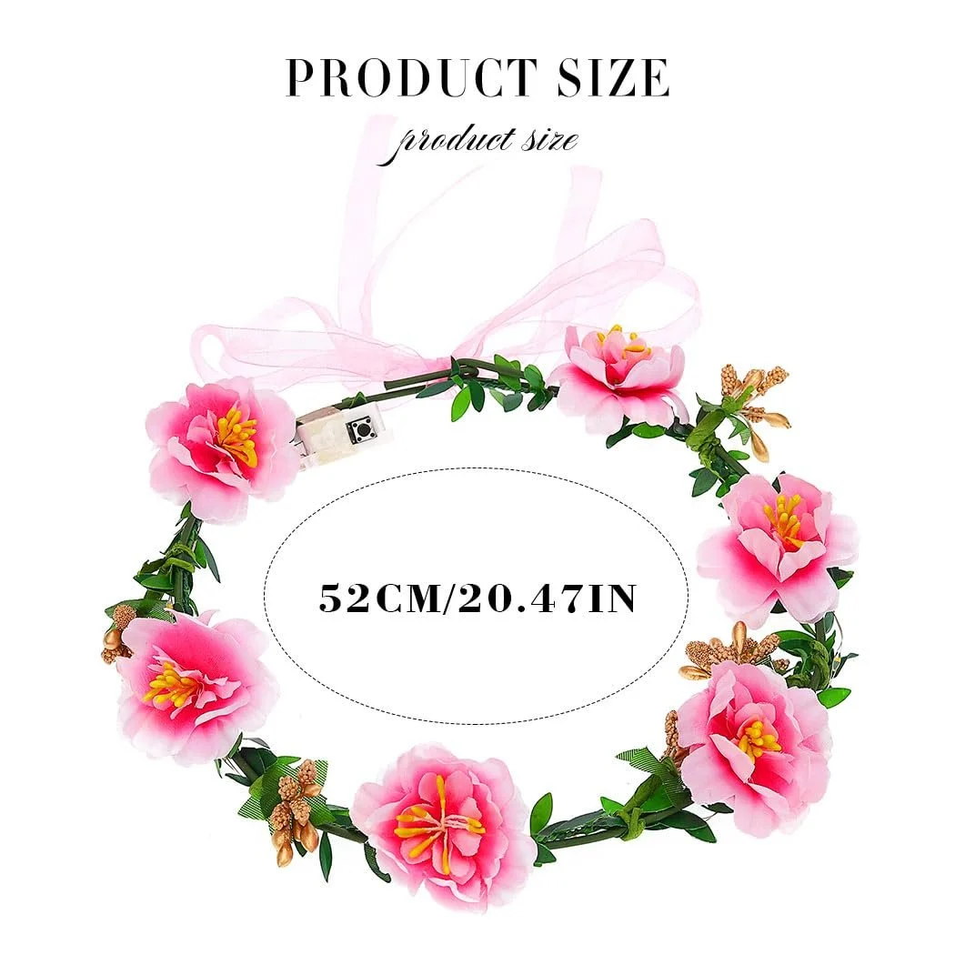 Вінок для волосся Zoestar з квітами, що світяться, фото №7