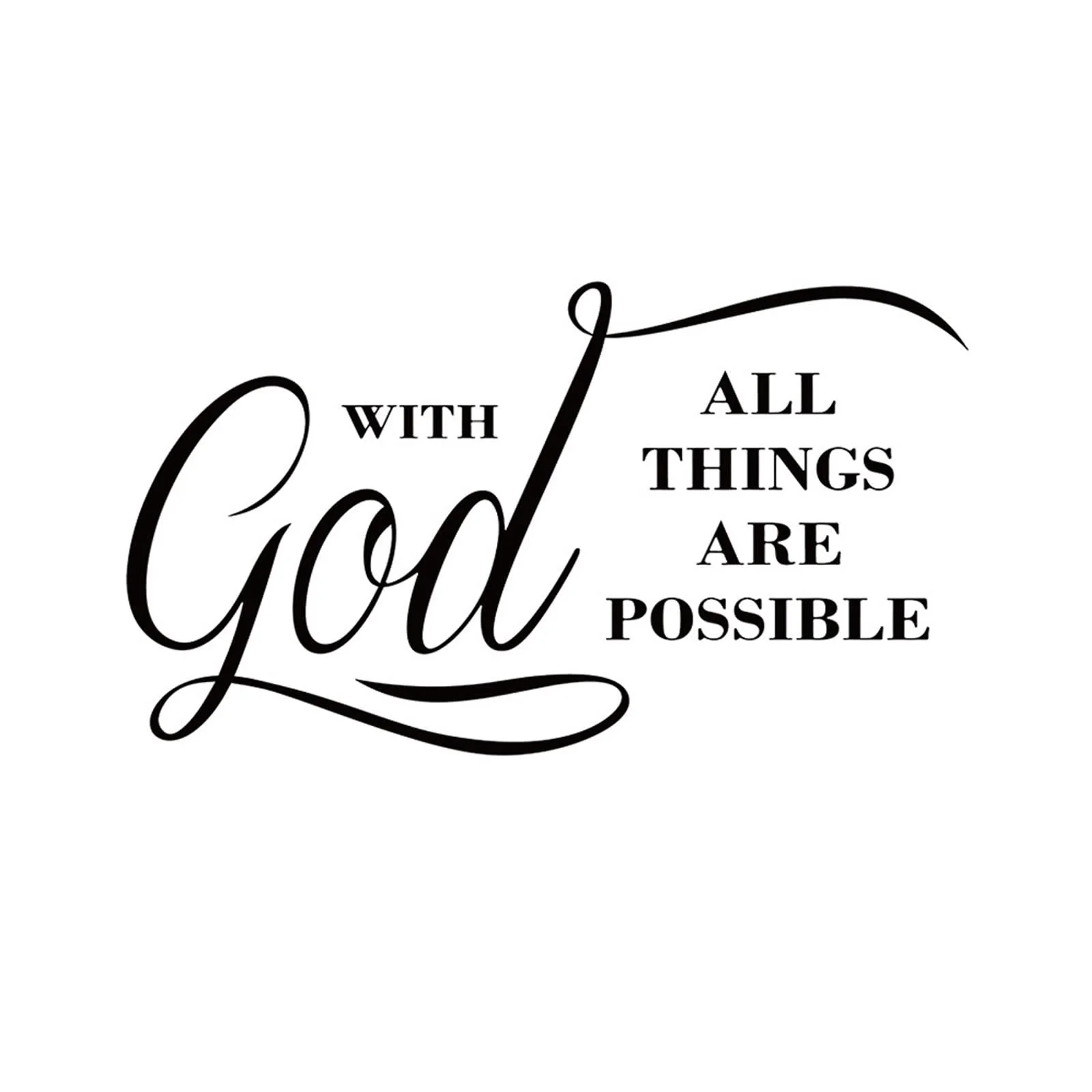 Наклейка на стену All Things are Possible with God Inspirational Quote Vinyl 1 шт., фото №1