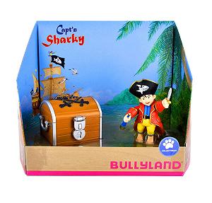 Игрушечная фигурка Bullyland Капитан Шарки с сундуком - Фото 1
