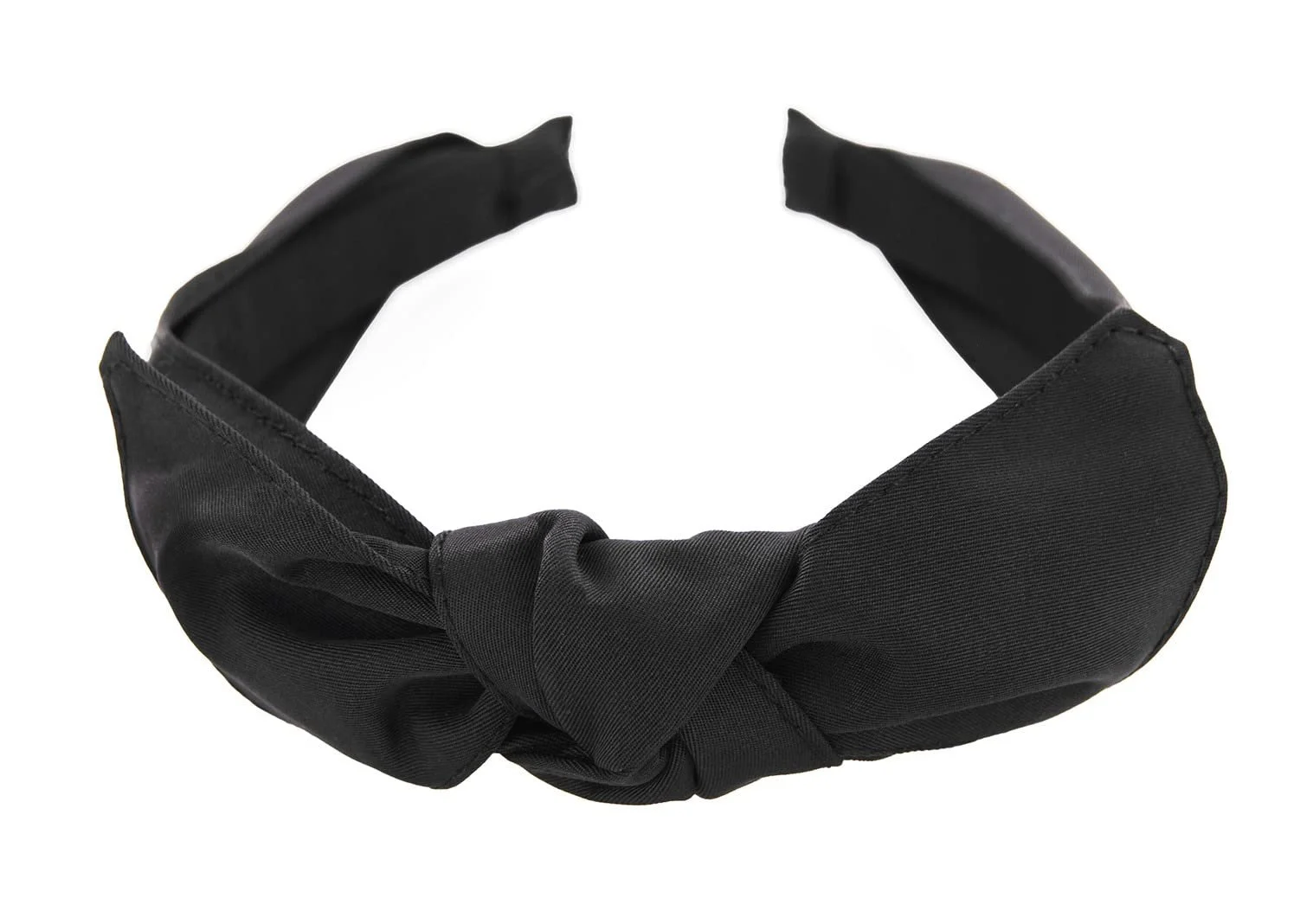 Обруч на голову з бантом axy 13 см x 4.5 см з блискучої тканини HRS1B Чорний, фото №1