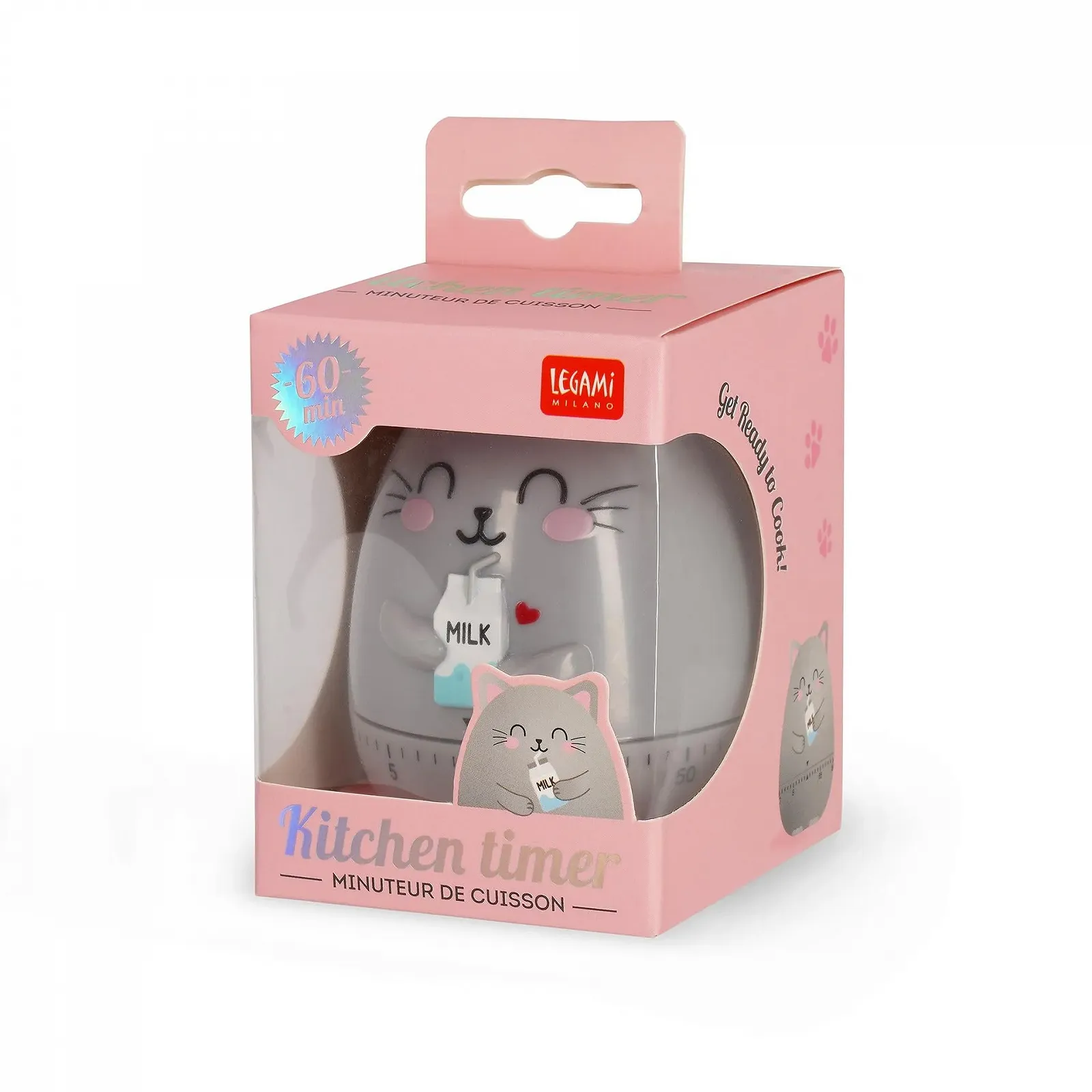 Кухонный таймер Legami Kitty 60 минут 6 см x 8 см Серый, фото №3