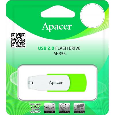 USB флеш-накопичувач Apacer 64gb AH335 Green USB 2.0 AP64GAH335G-1, фото №4