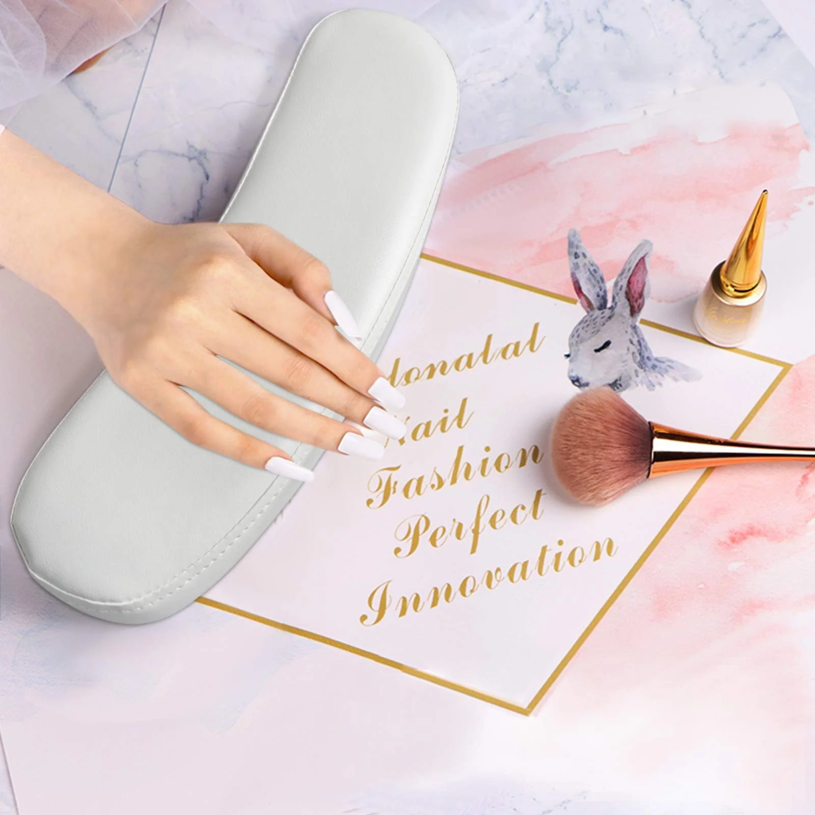 Підставка для рук Манікюрна TOROKOM Штучна шкіра Білий, фото №2 Підставка для рук Манікюрна TOROKOM Штучна шкіра Білий, фото №2