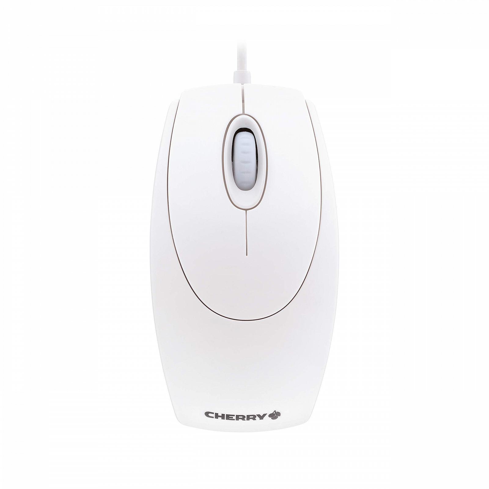 Миша CHERRY WheelMouse Дротова, Симетричний дизайн для правшів і лівшів, Оптичний сенсор, USB-порт, PS/2 адаптер в комплекті, Біло-сірий, фото №3