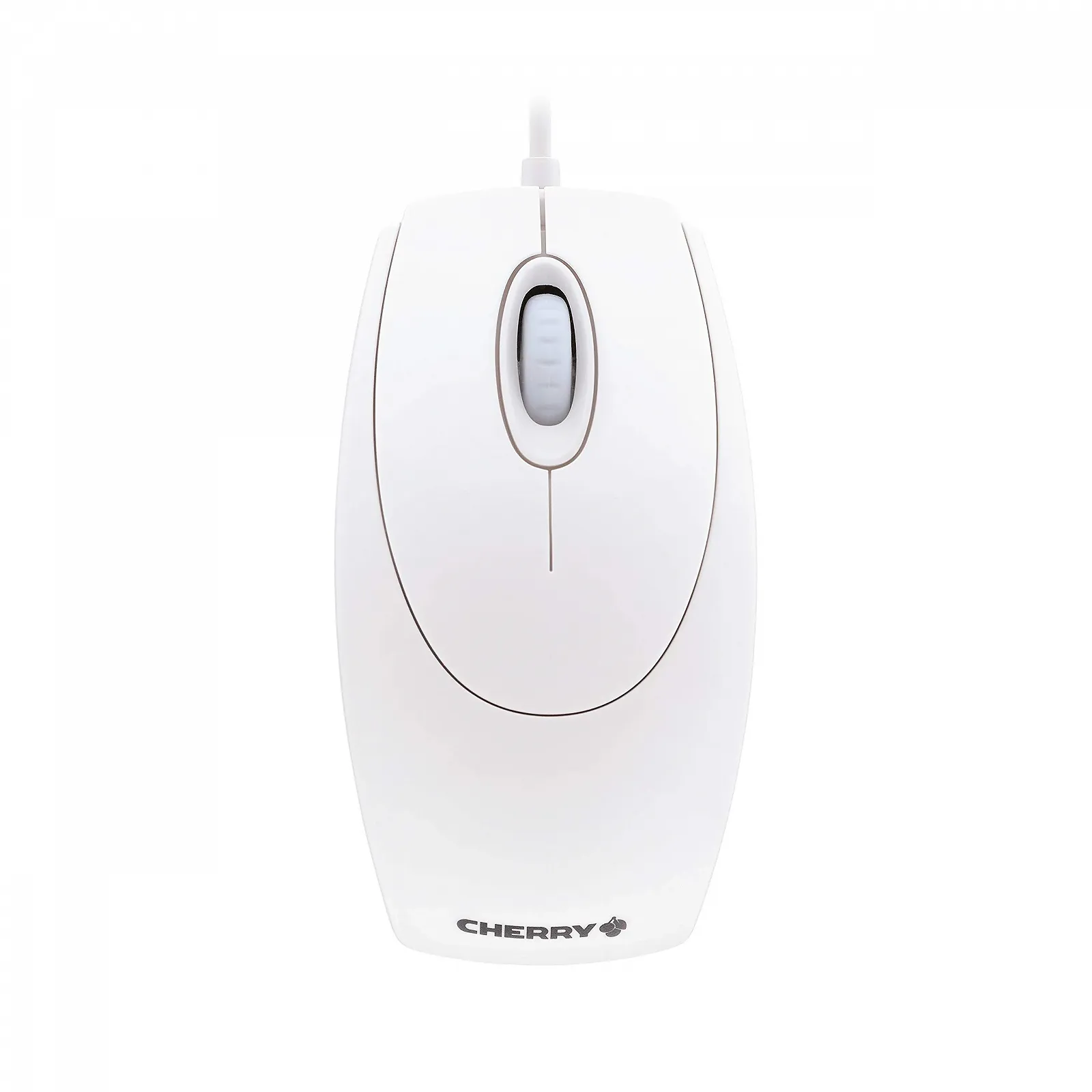 Мышь CHERRY WheelMouse Проводная, Симметричный дизайн для правшей и левшей, Оптический сенсор, USB-порт, PS/2 адаптер в комплекте, Бело-серый, фото №3