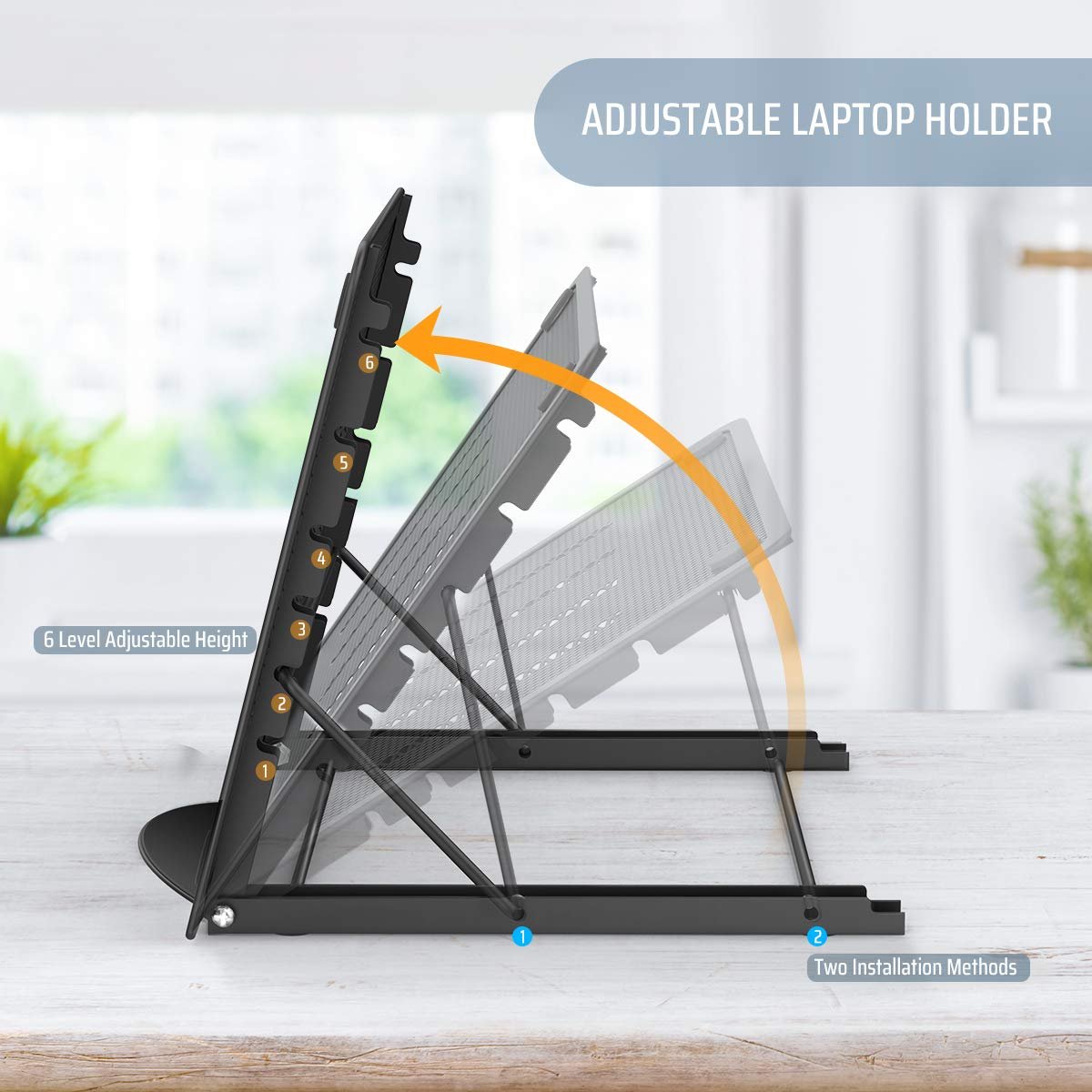 Подставка для ноутбука регулируемая по высоте многоугольная складная подставка из нержавеющей стали держатель для планшета для 10-15 дюймовых MacBook Pro/Air, фото №4