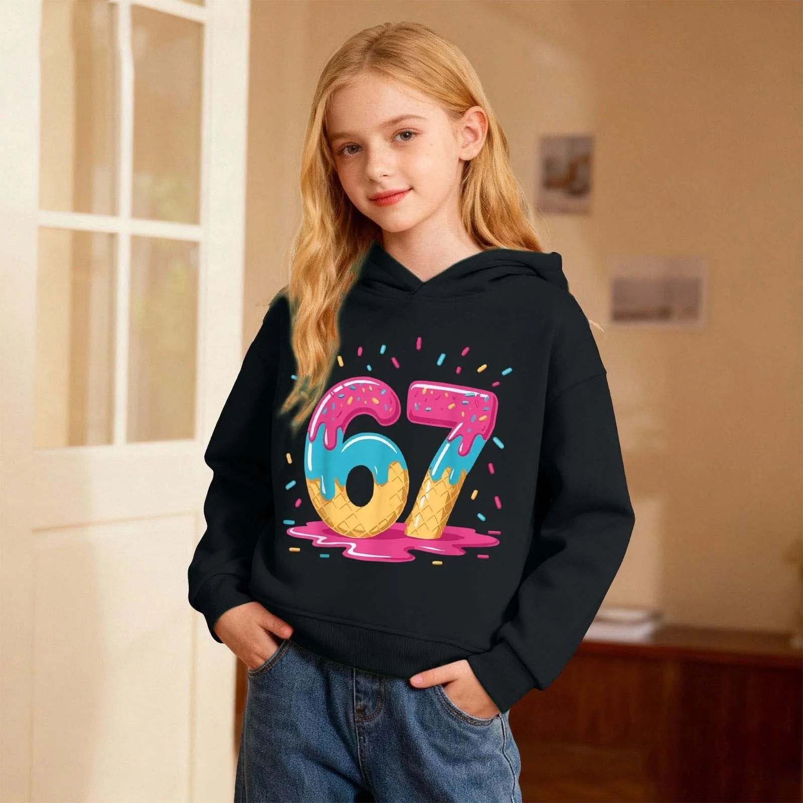 Пуловер з принтами, теплий підлітковий, фото №3