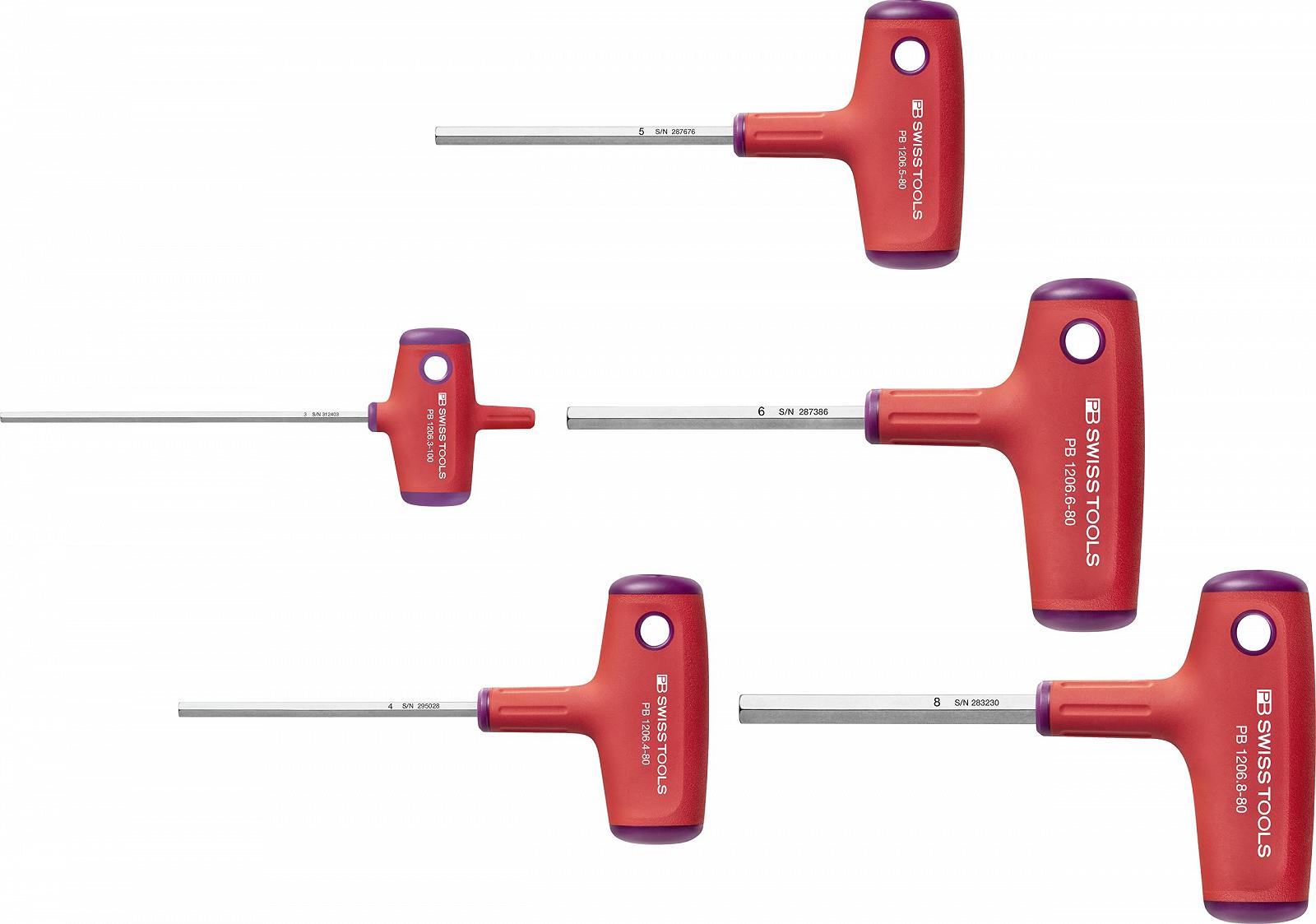 Набор PB Swiss Tools Крестовой T-Handle Hexagon Socket Hex 5 шт. 2.5-6 мм, фото №1