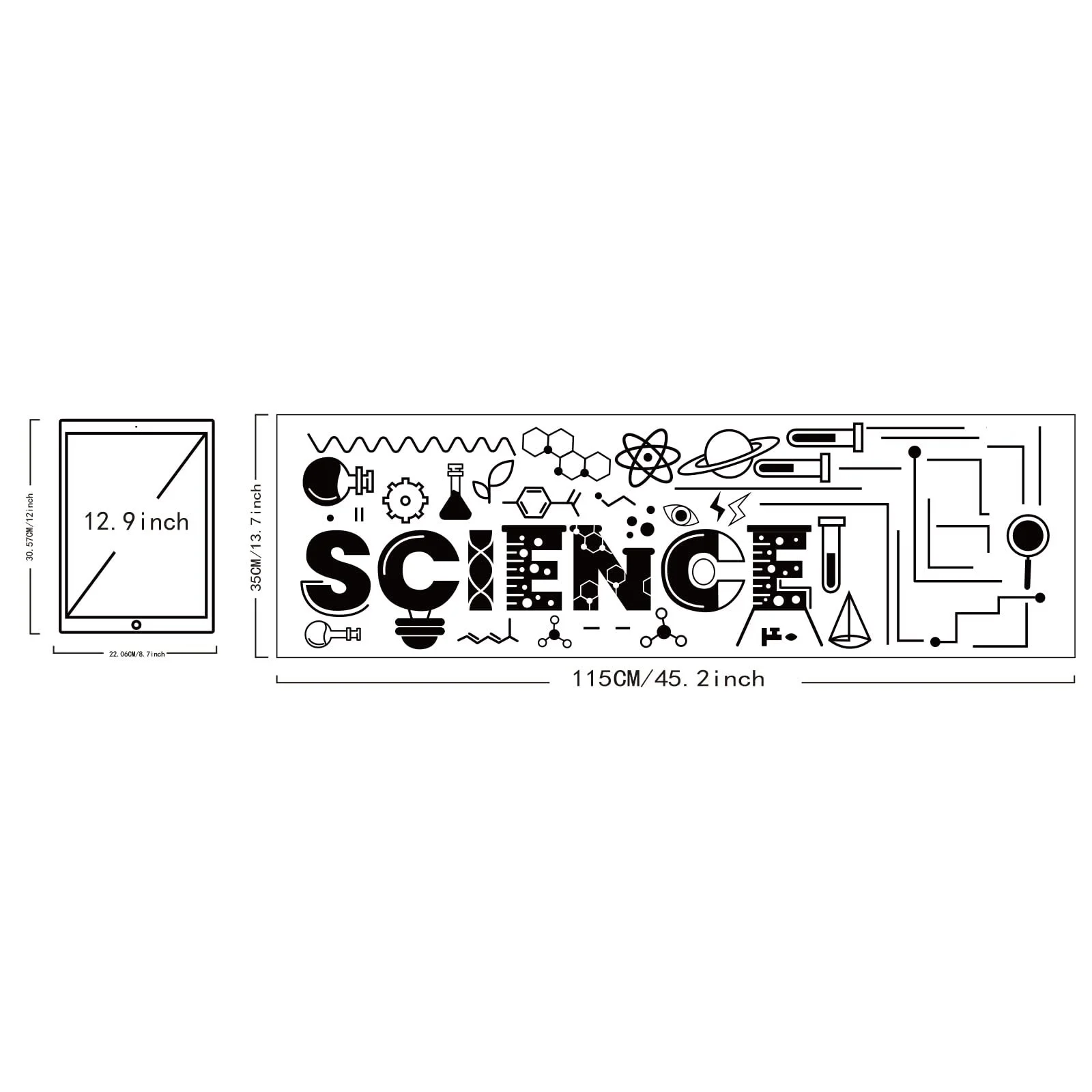 Наклейка на стіну SUPERDANT Science Наукові інструменти Вінілова для лабораторії та класу, фото №4