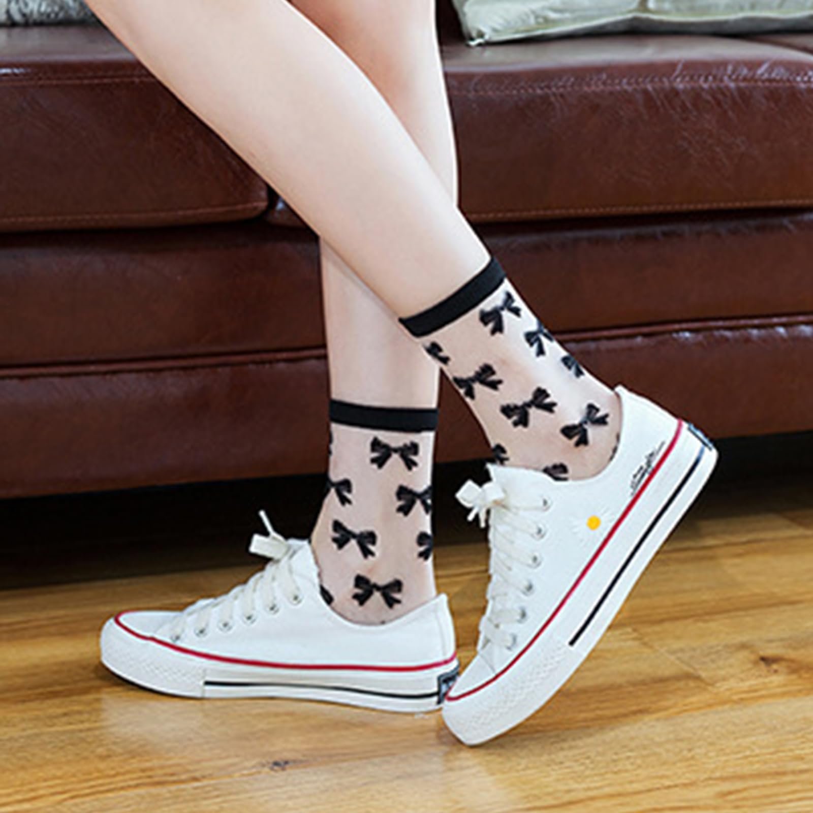 Носки Прозрачные Винтажные Нейлоновые чулки Черный, One size fits all, фото №4