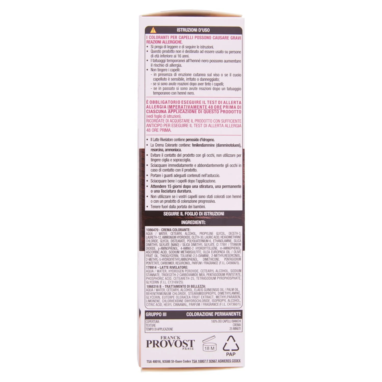 Фарба для волосся PROVOST 4,5 Castano Mogano, фото №4 Фарба для волосся PROVOST 4,5 Castano Mogano, фото №4