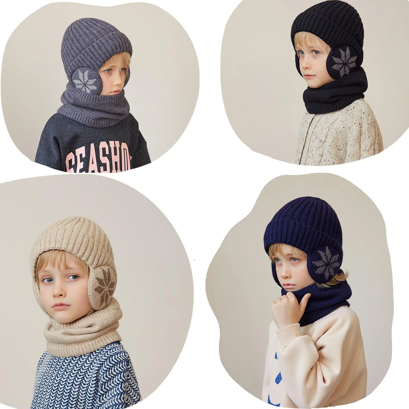 Шапка-ушанка iNelihoo детская зимняя, набор с шарфом, вязаная, с флисовой подкладкой, фото №5 Шапка-ушанка iNelihoo детская зимняя, набор с шарфом, вязаная, с флисовой подкладкой, фото №5