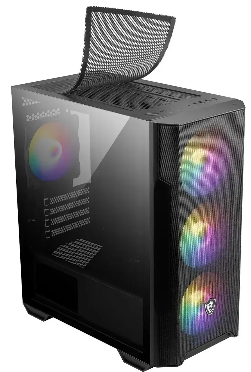 Корпус для ПК MSI MAG FORGE M100R / Micro-ATX Tower / 4x ARGB / Загартоване скло / Без БЖ / Чорний, фото №5 Корпус для ПК MSI MAG FORGE M100R / Micro-ATX Tower / 4x ARGB / Загартоване скло / Без БЖ / Чорний, фото №5